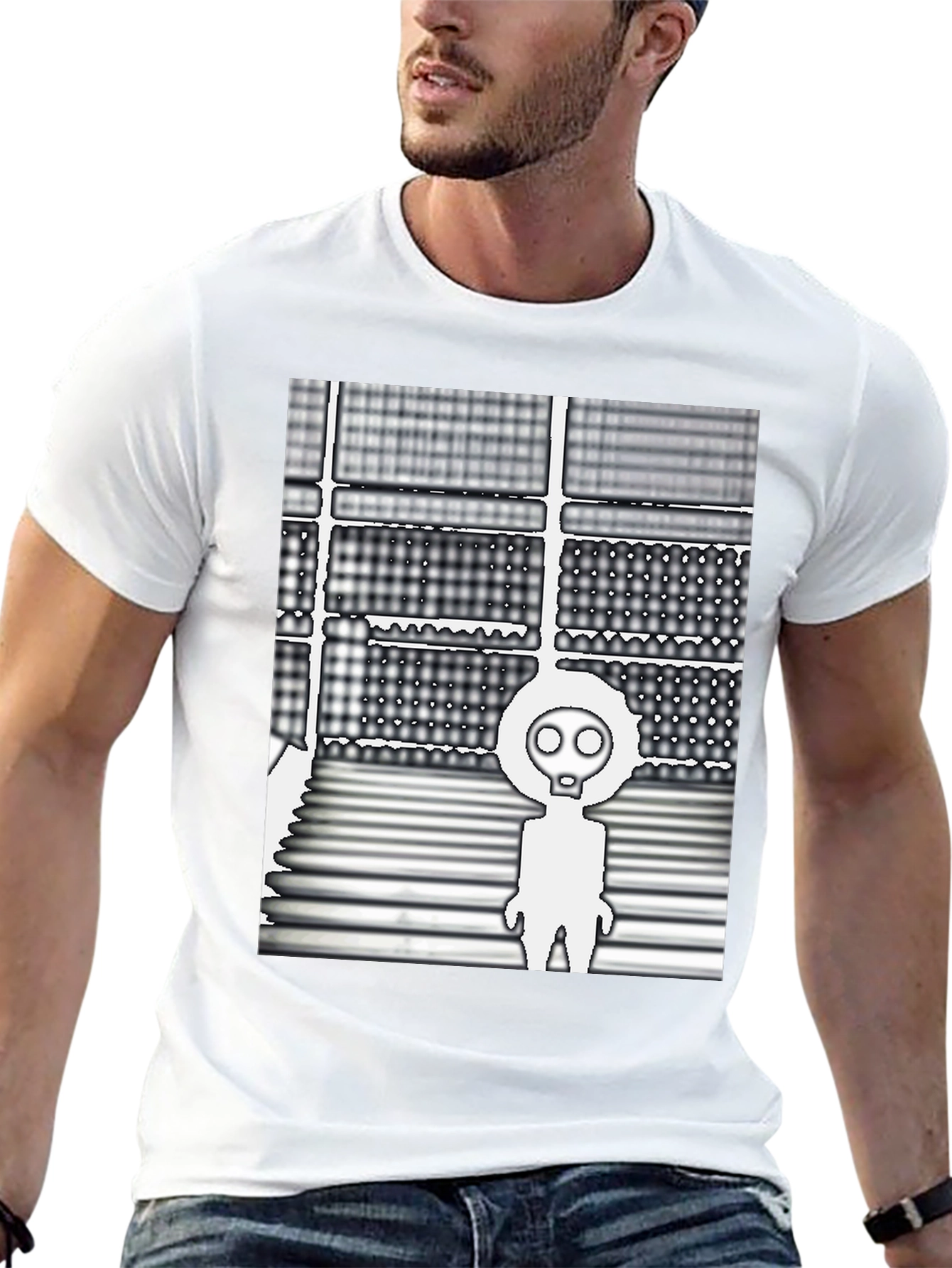 Abstract Graphic Print Black T-Shirt