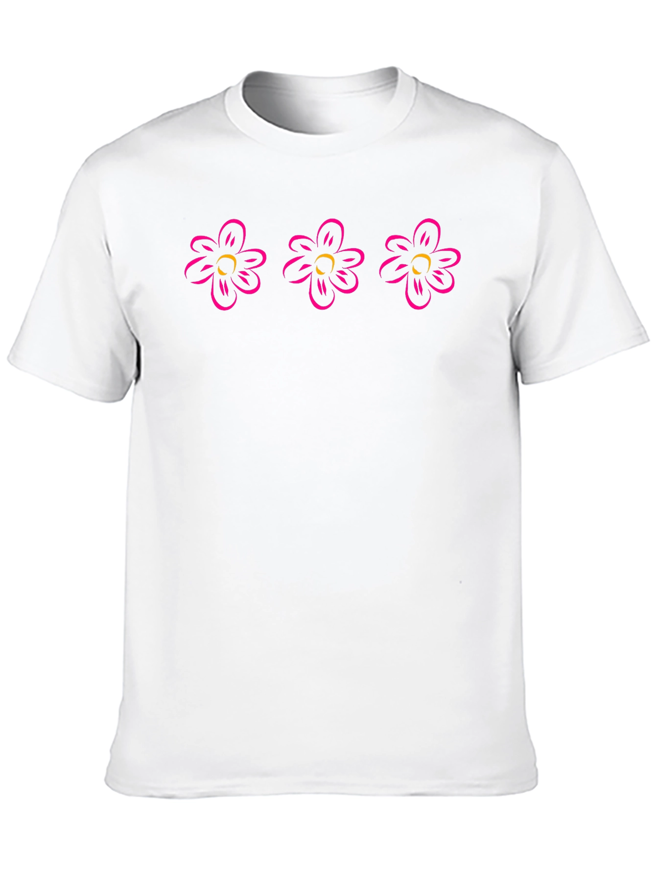 Black T-Shirt with Pink Flower Design