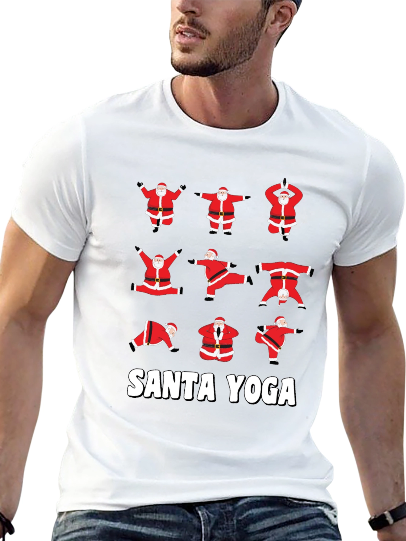 Santa Yoga Graphic Tee - Holiday Fun