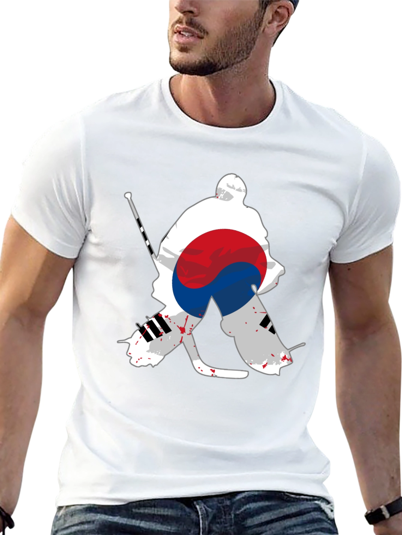 South Korea Hockey Goalie Black Graphic Tee
