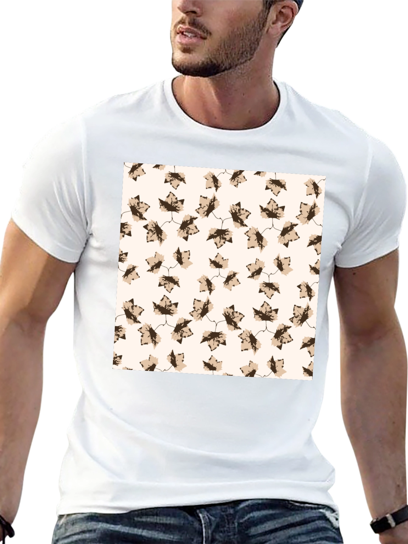 Autumn Leaf Print Crew Neck Tee