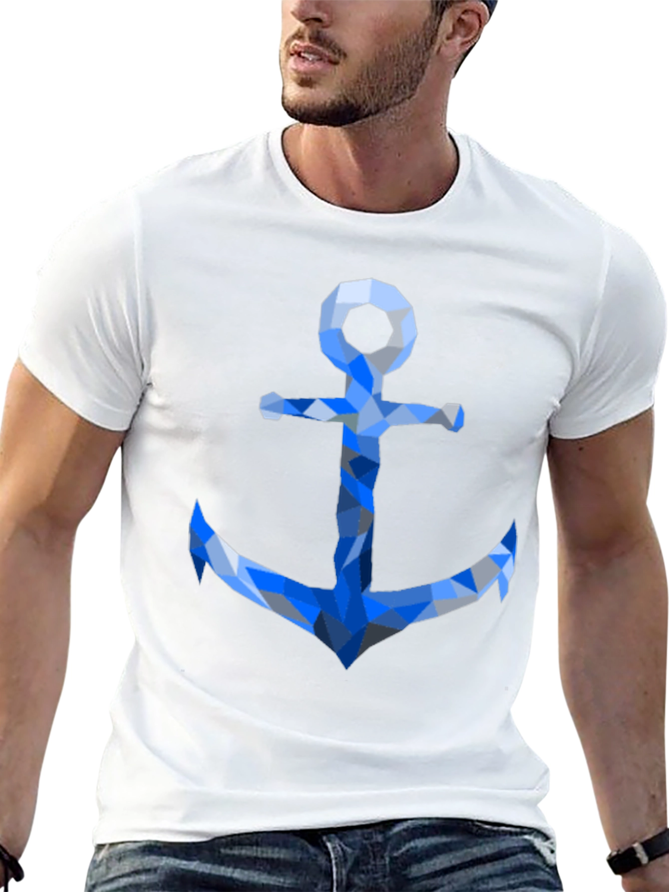 Geometric Anchor Graphic Tee - Black Casual Shirt
