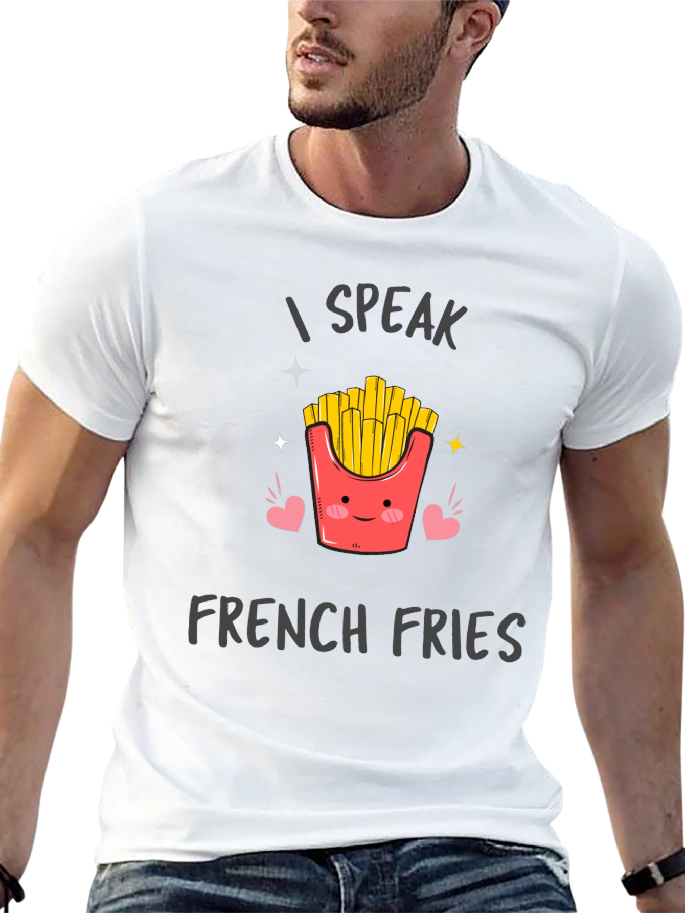 I Speak French Fries Black Graphic Tee