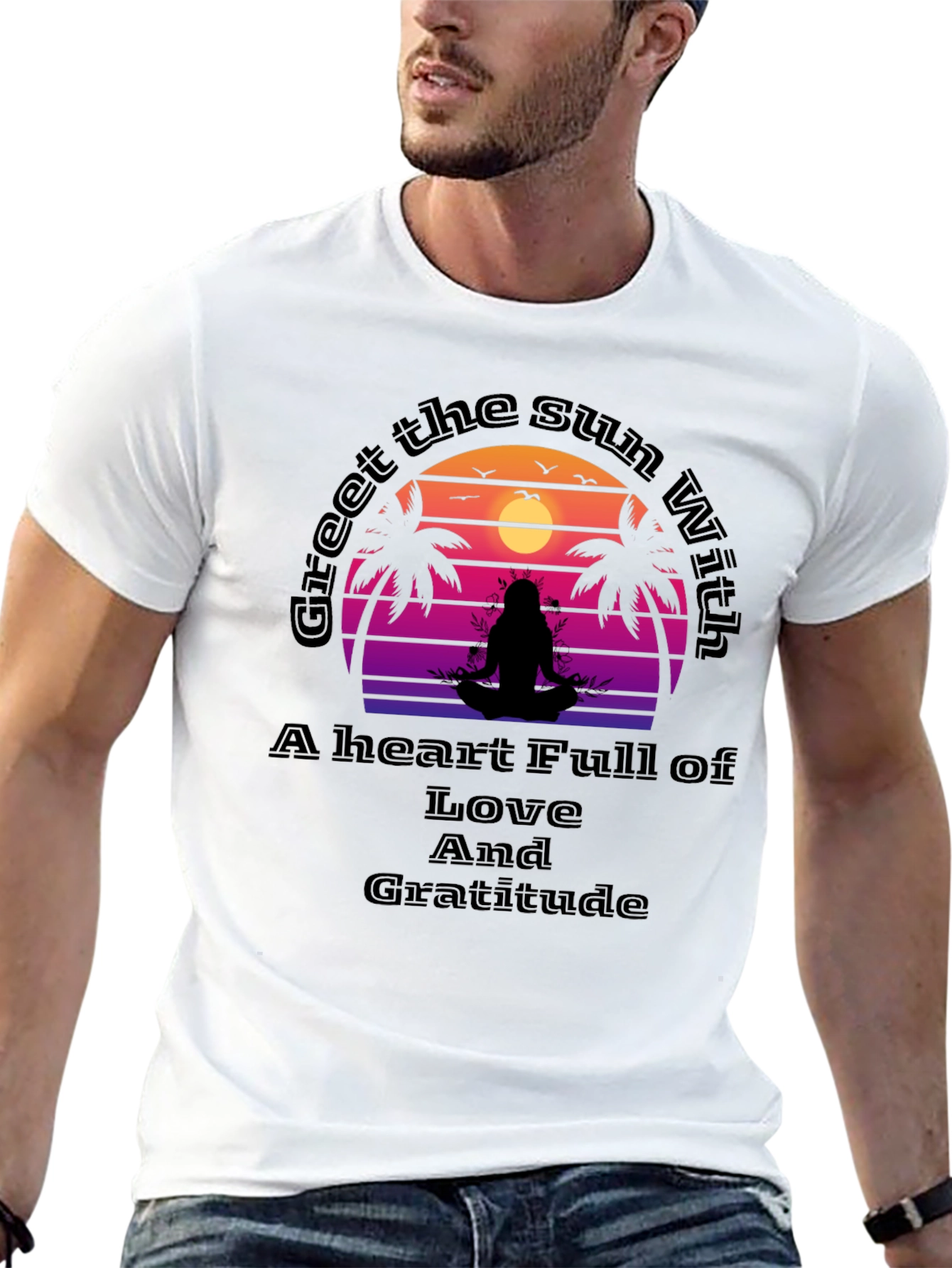 Meditative Sunset Graphic Tee - Love & Gratitude