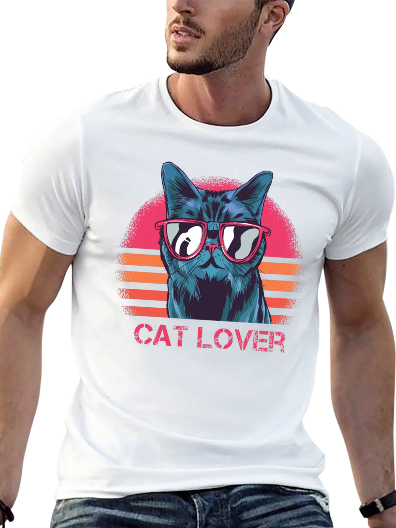 Cool Cat Lover Graphic T-Shirt