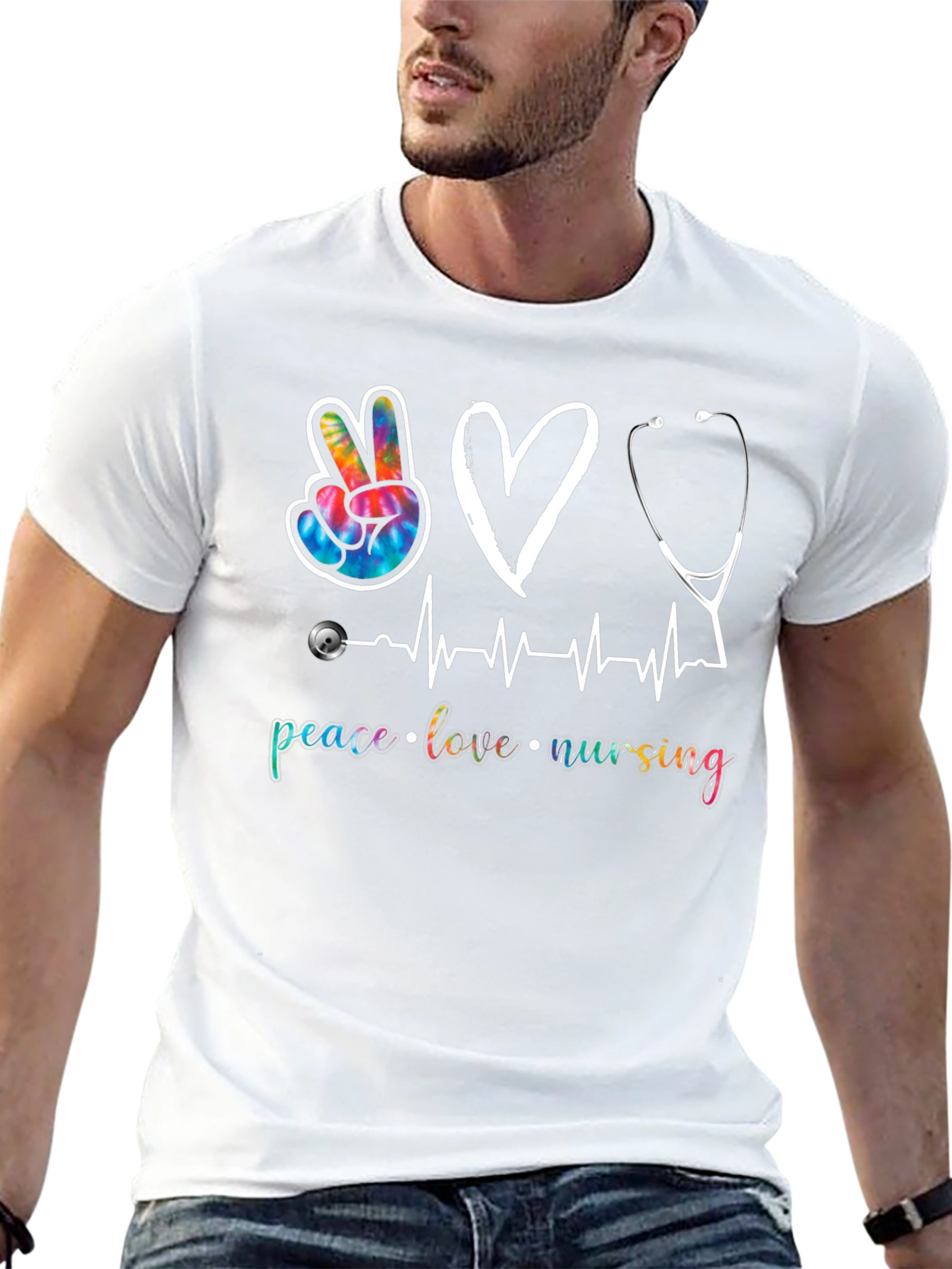 Peace Love Nursing Graphic T-Shirt