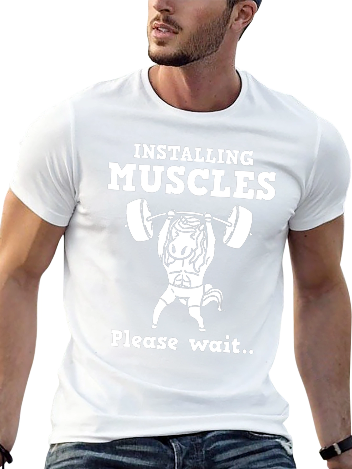 Installing Muscles Black Graphic T-Shirt