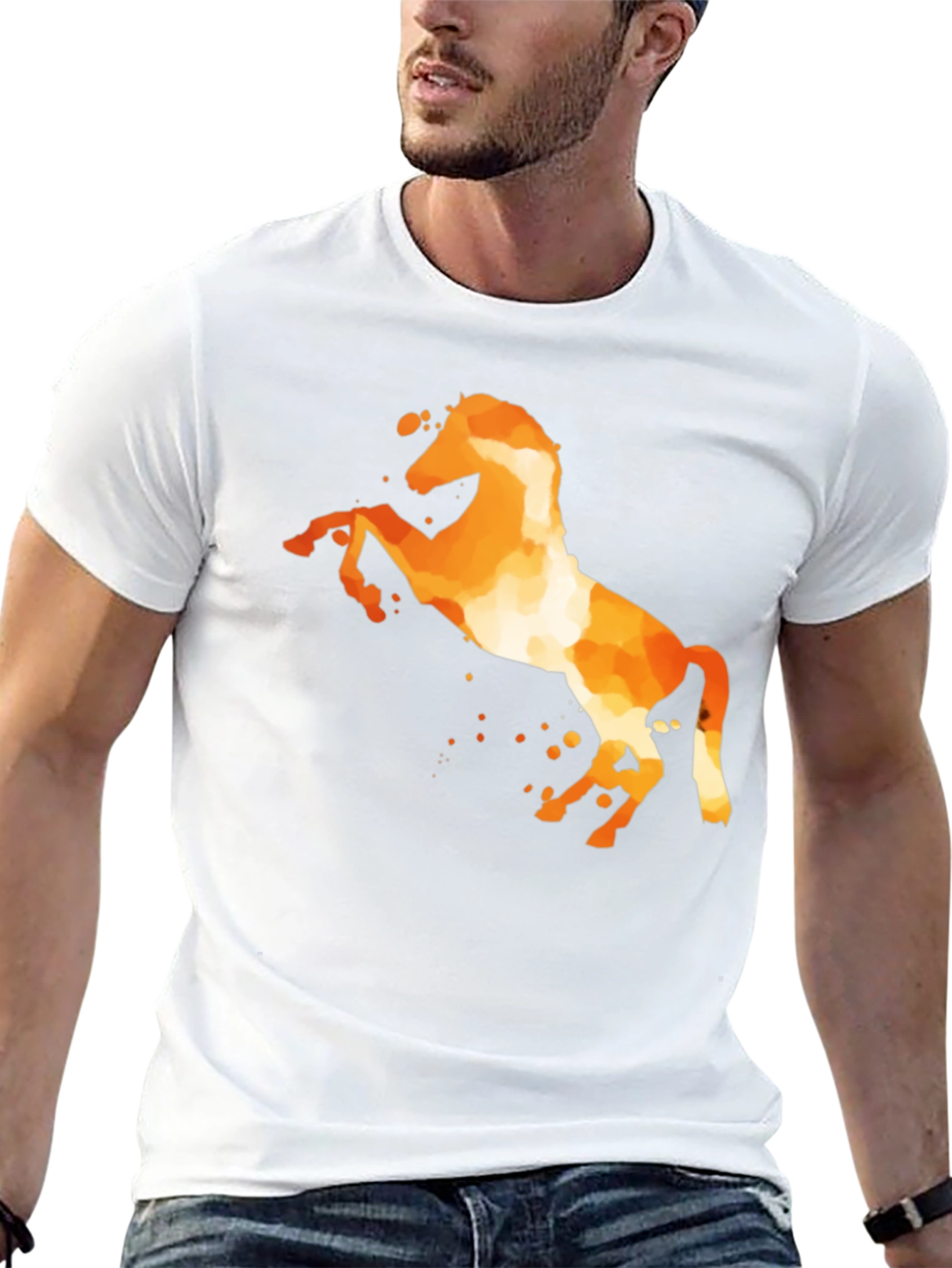 Fiery Horse Graphic Tee - Black Cotton Blend