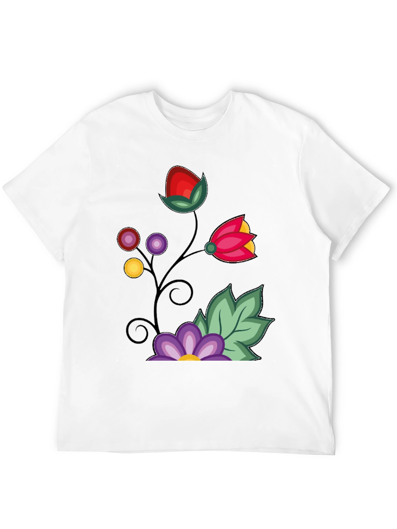 Floral Design Black T-Shirt