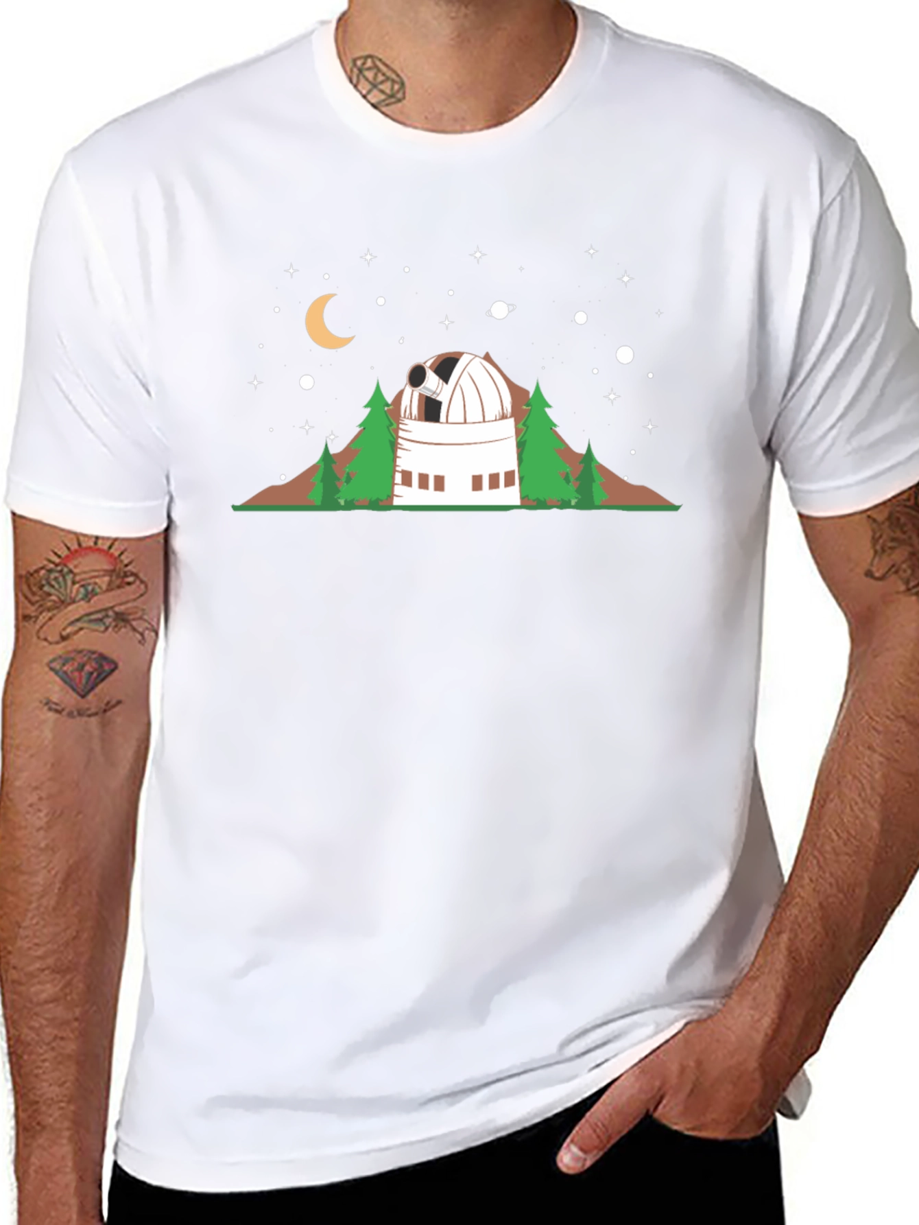 Astronomy Observatory Graphic Tee - Black Cotton