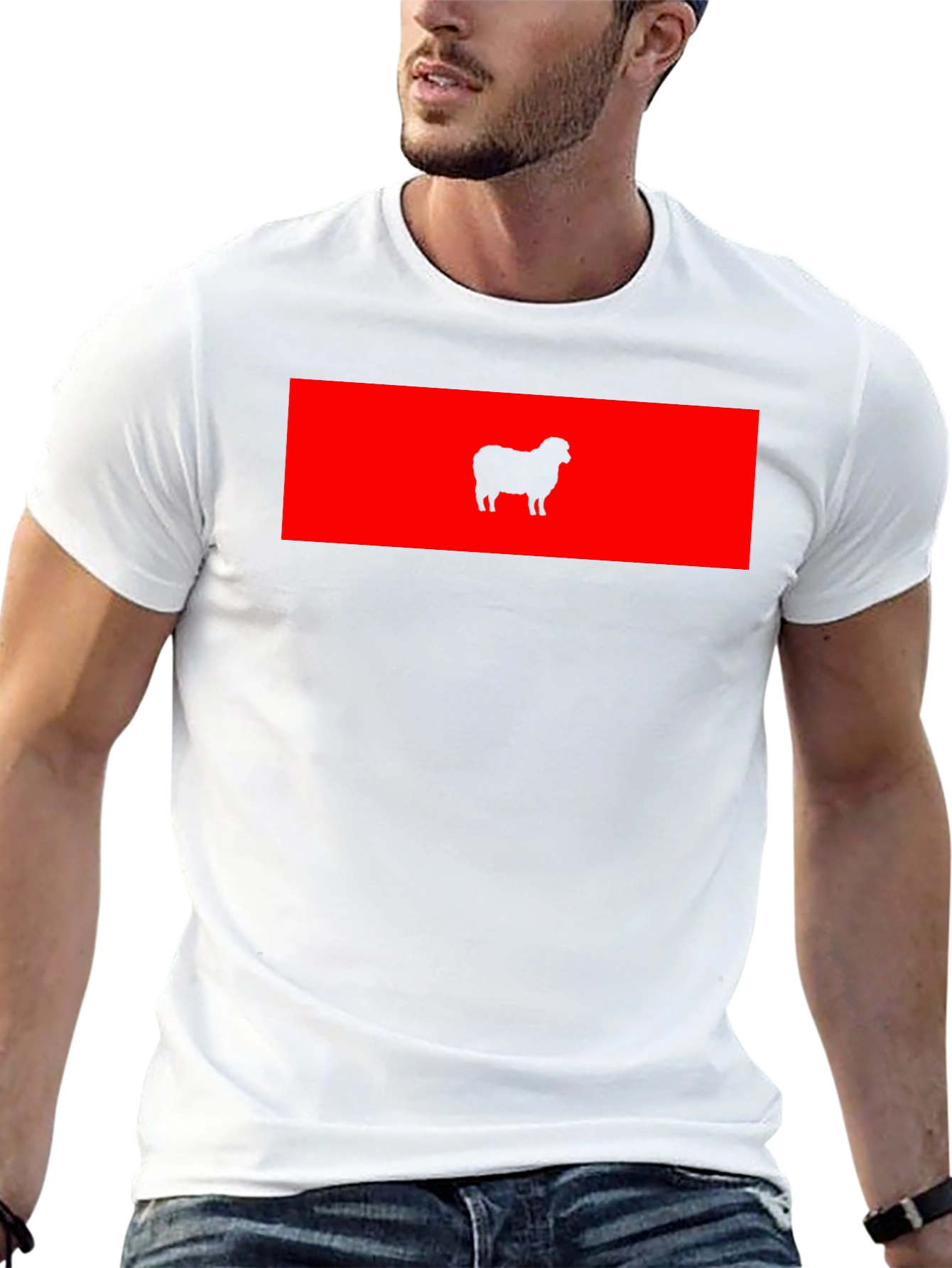 Red Sheep Silhouette Black T-Shirt - Unique Graphic Tee