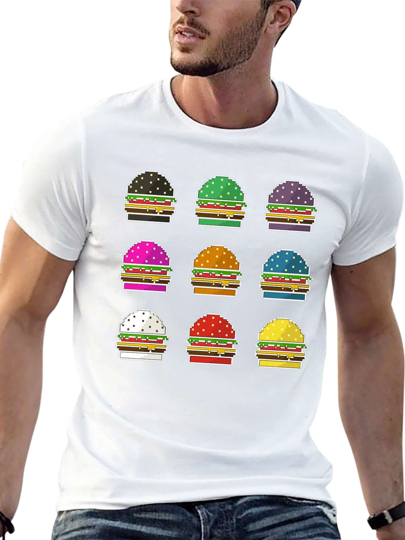 Pixel Burger Graphic Tee - Funky Foodie Fashion