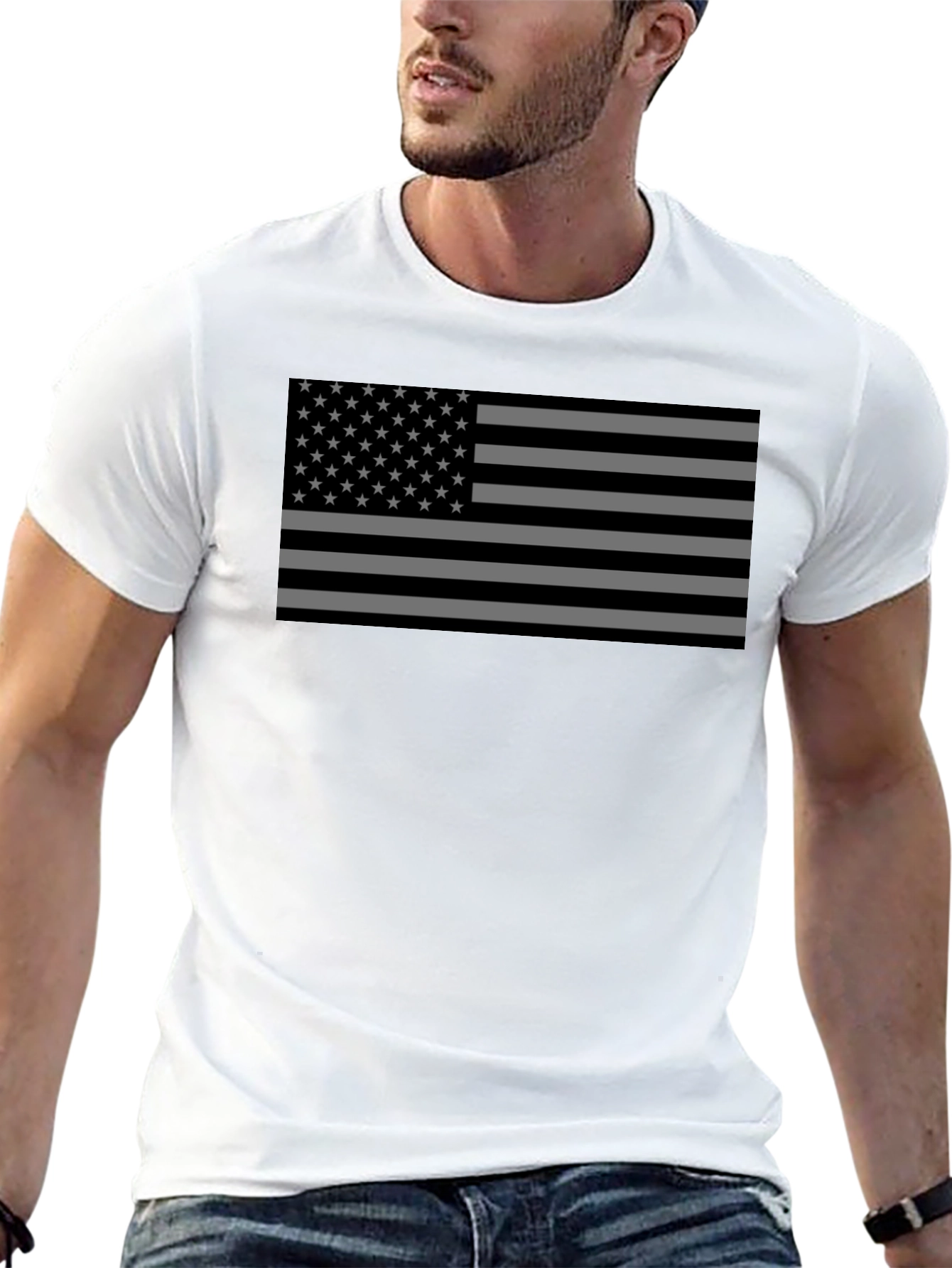 Black USA Flag Graphic T-Shirt - Patriotic Tee