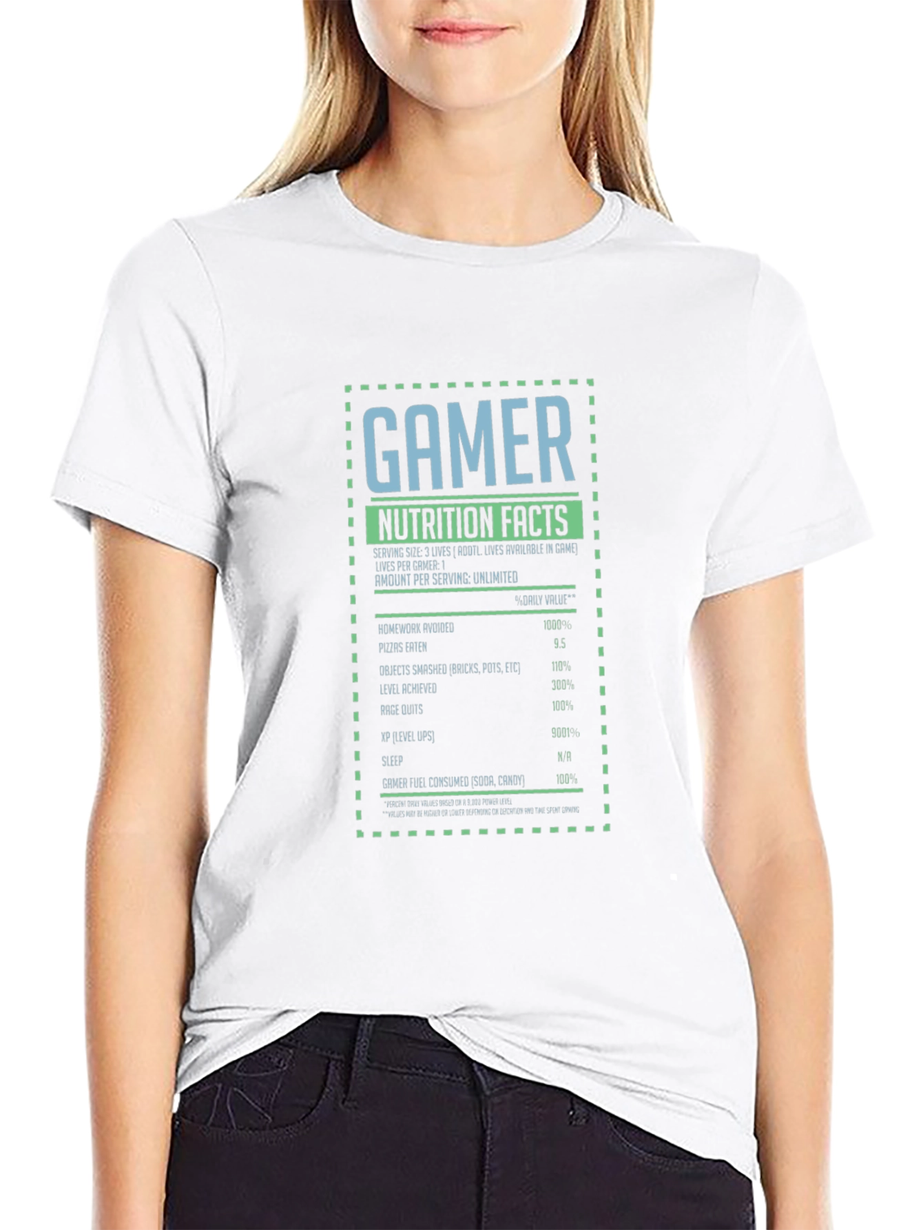 Gamer Nutrition Facts Graphic T-Shirt - Black