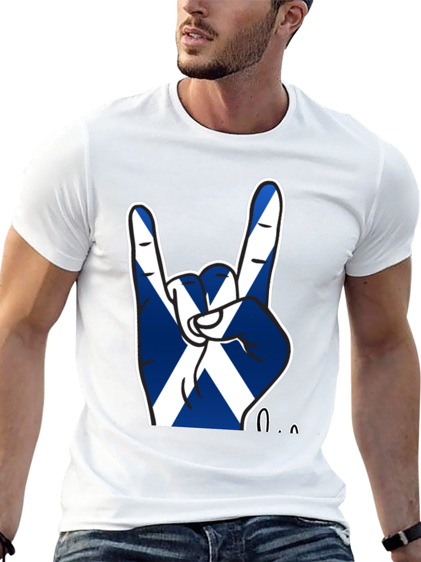 Scotland Flag Rock On Hand Gesture T-Shirt