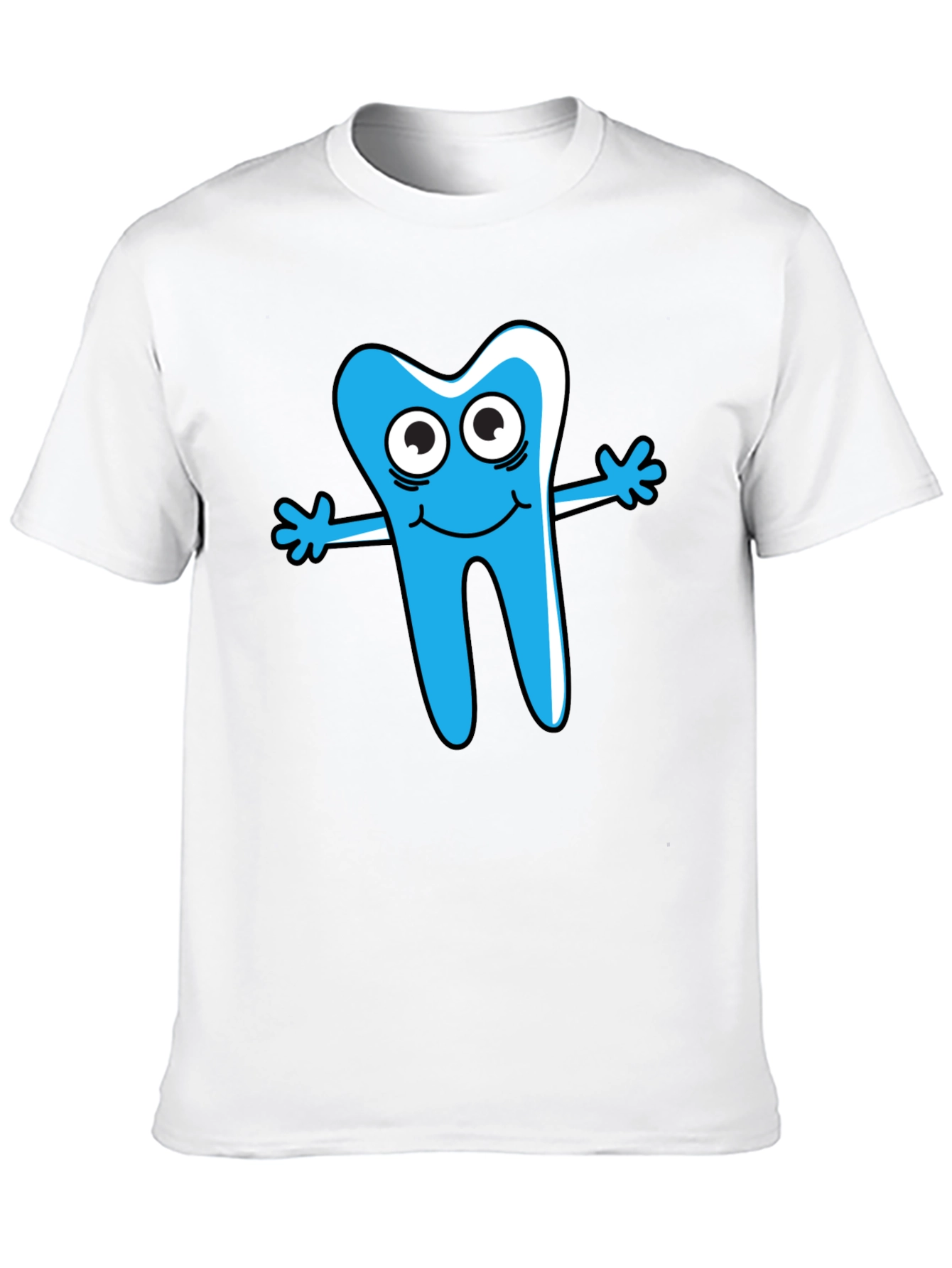 Cartoon Tooth Graphic Tee - Black Cotton Shirt