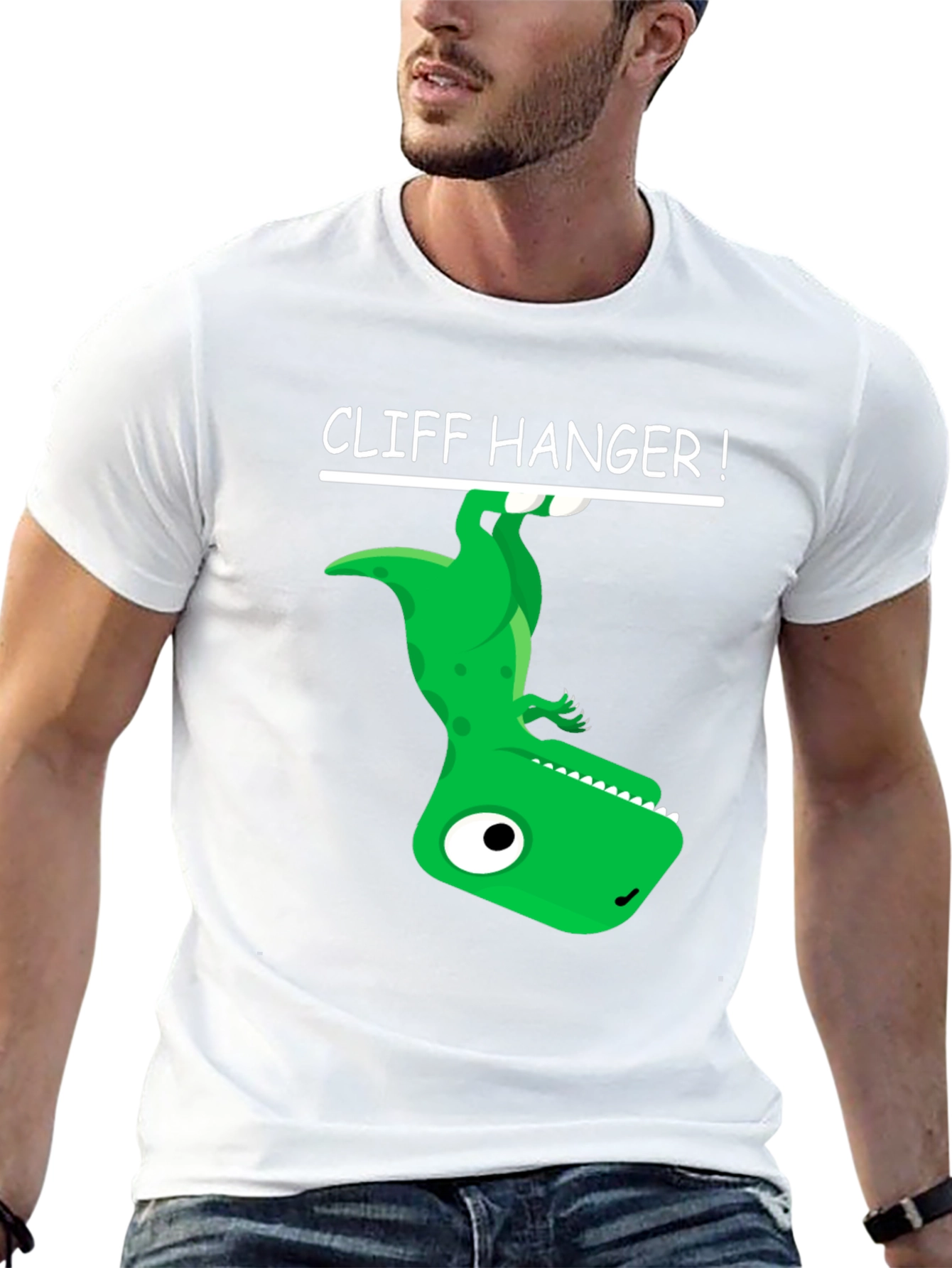 Cliff Hanger Dinosaur Graphic Tee - Black