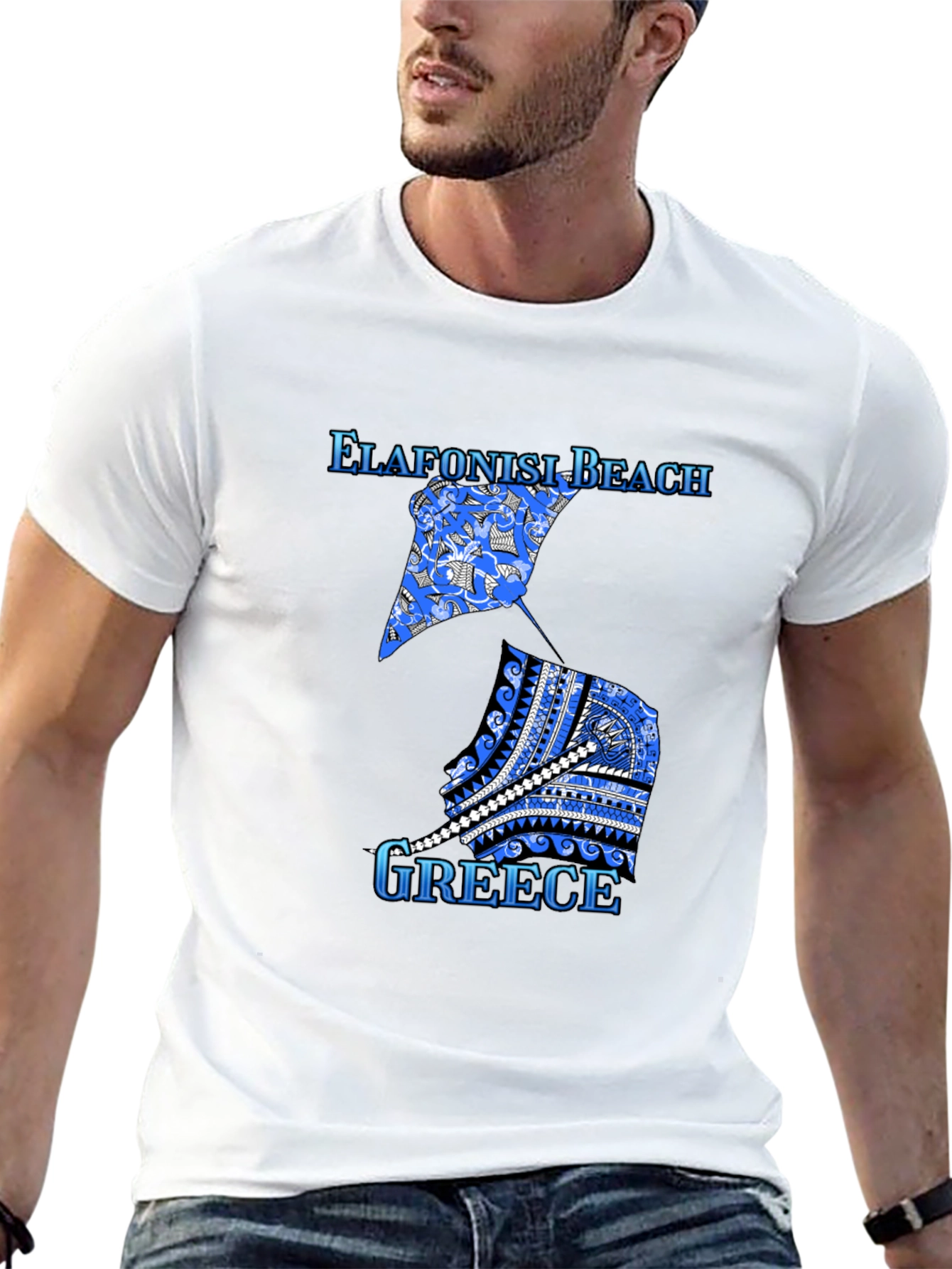 Elafonisi Beach Greece Graphic Tee - Black Cotton T-Shirt