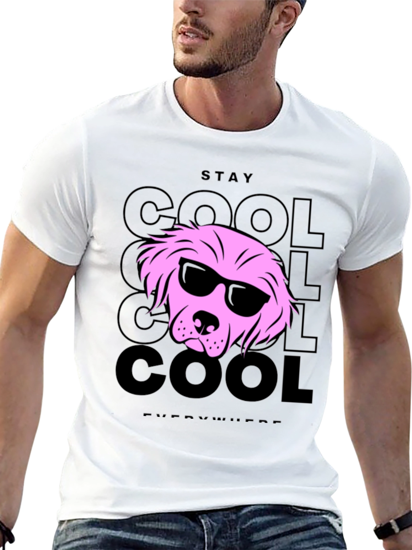 Stay Cool Dog Graphic T-Shirt - Black