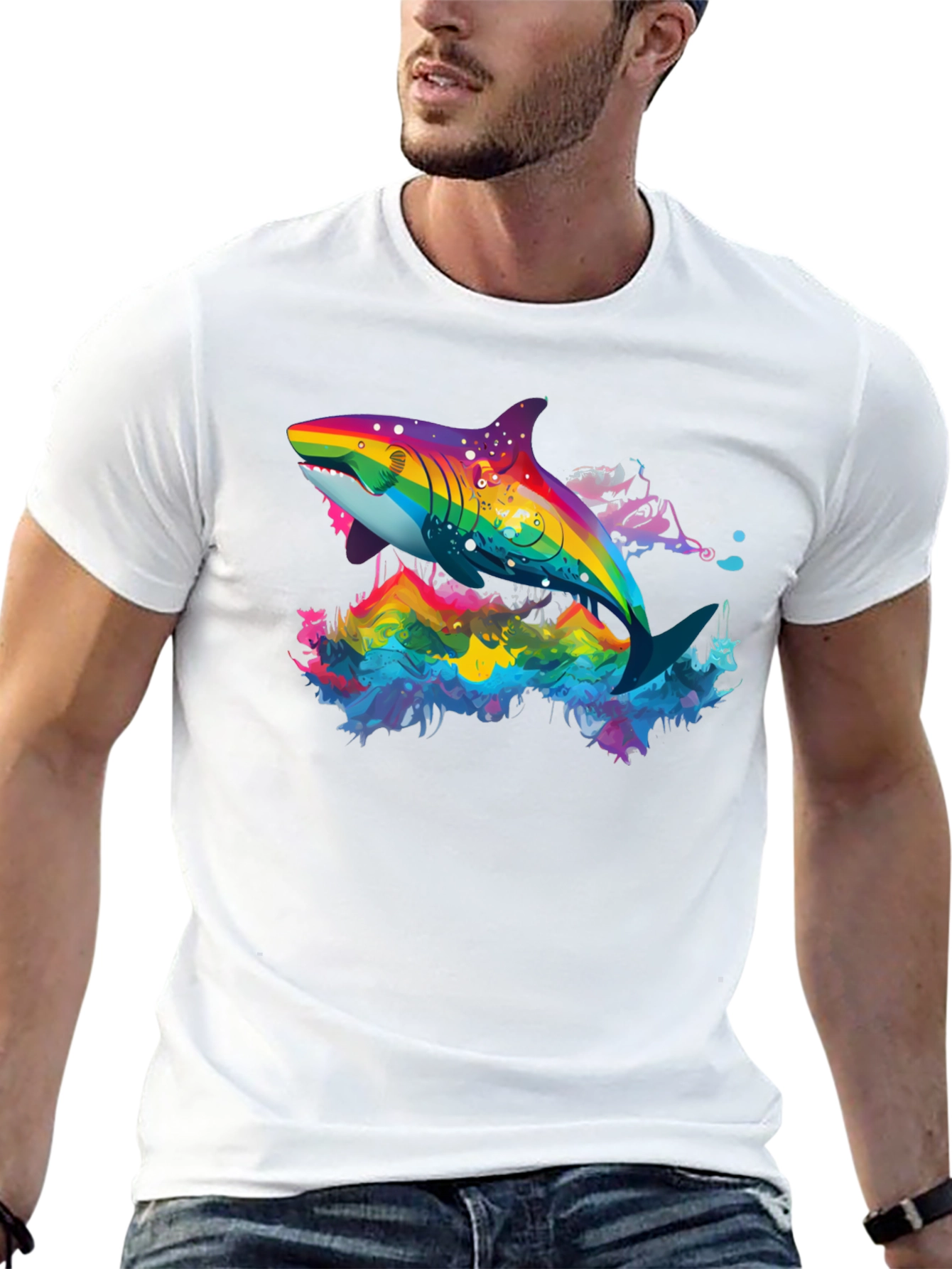 Rainbow Shark Graphic T-Shirt