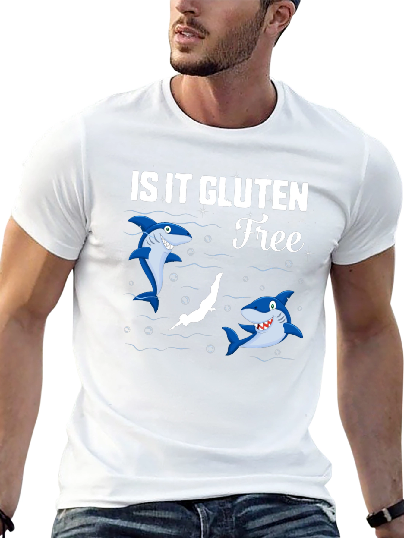 Is It Gluten Free T-Shirt Funny Shark Diver Tee