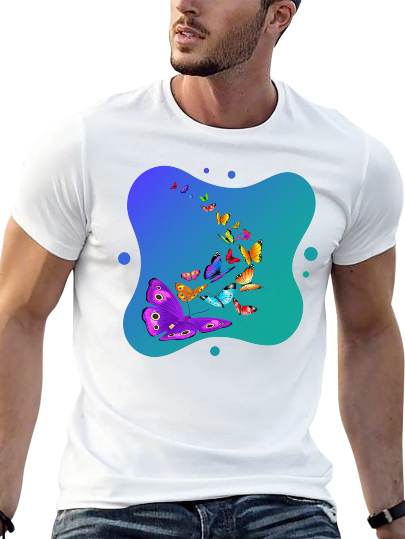 Butterfly Swarm Graphic Black T-Shirt