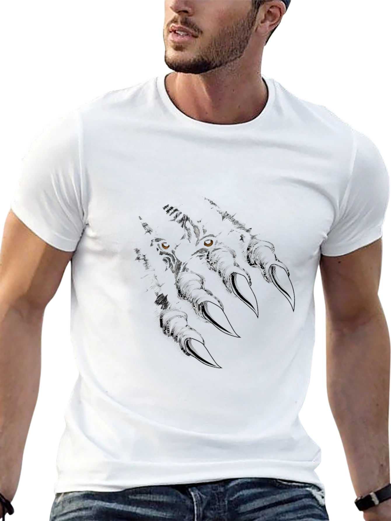 Mens Black Wolf Claw Graphic T-Shirt