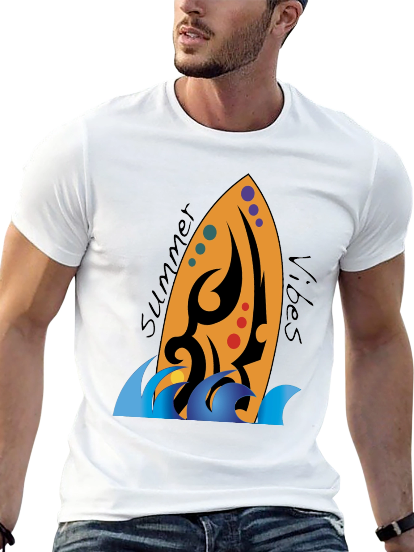 Summer Vibes Surfboard Graphic Tee