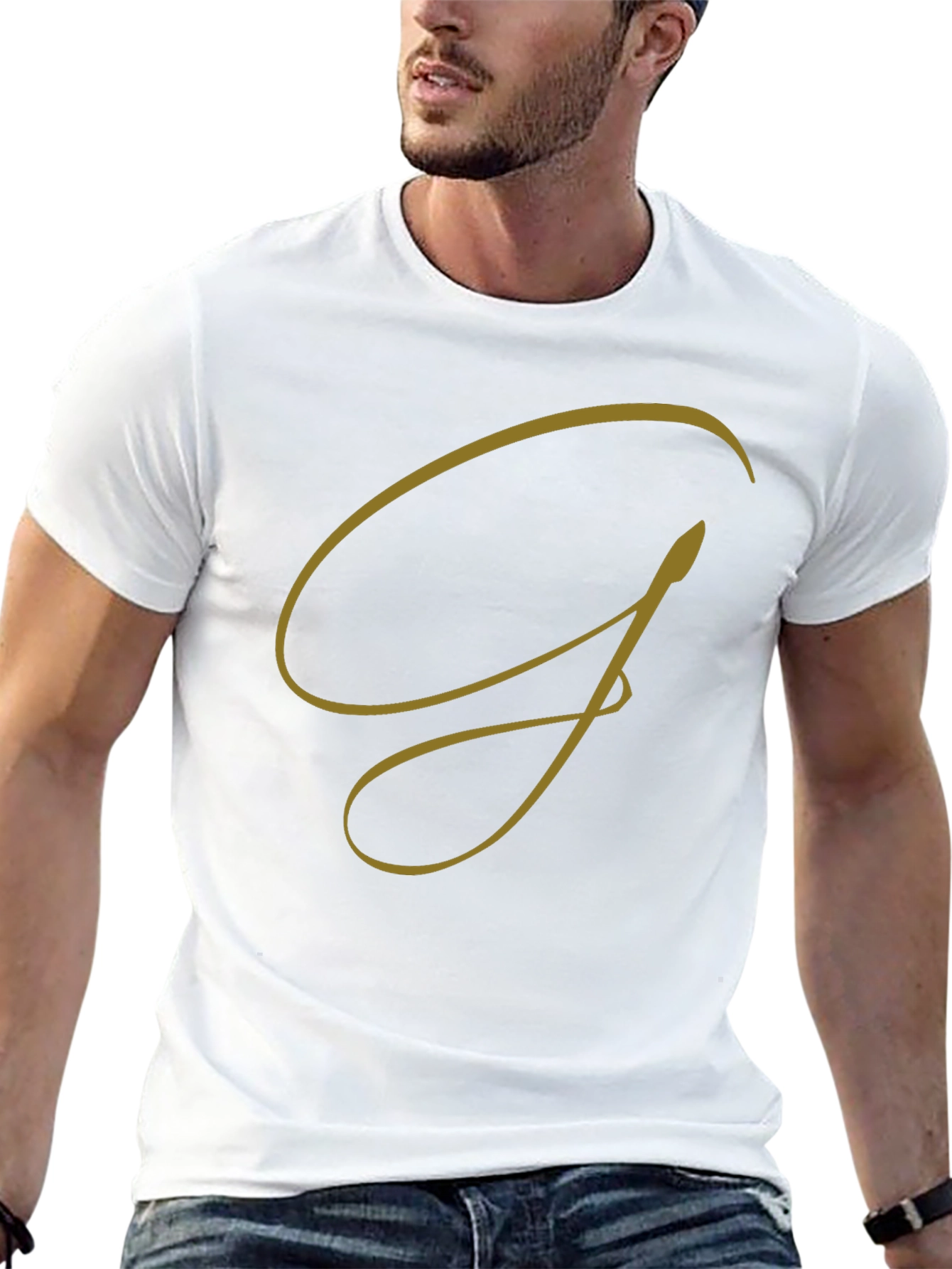 Elegant G Graphic Tee - Stylish Black Cotton T-Shirt