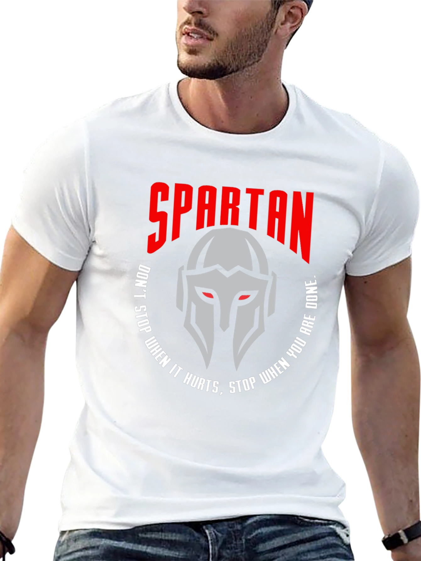 Spartan Helmet Graphic T-Shirt - Motivational Design