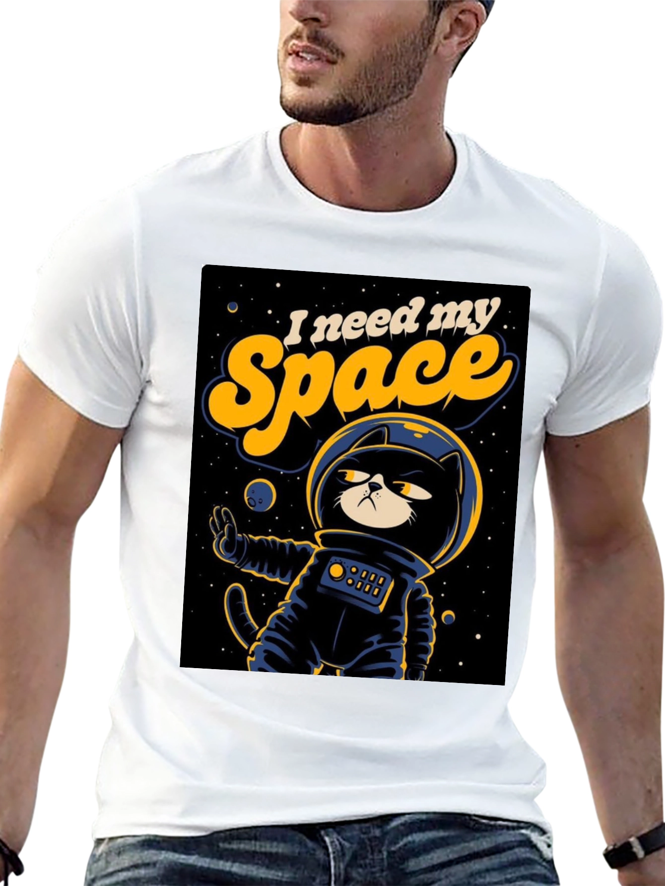 I Need My Space Cat Astronaut Graphic T-Shirt