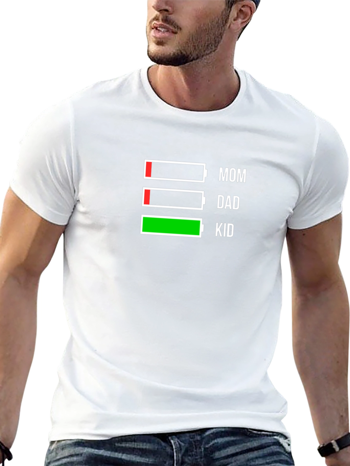 Family Energy Level T-Shirt - Mom Dad Kid