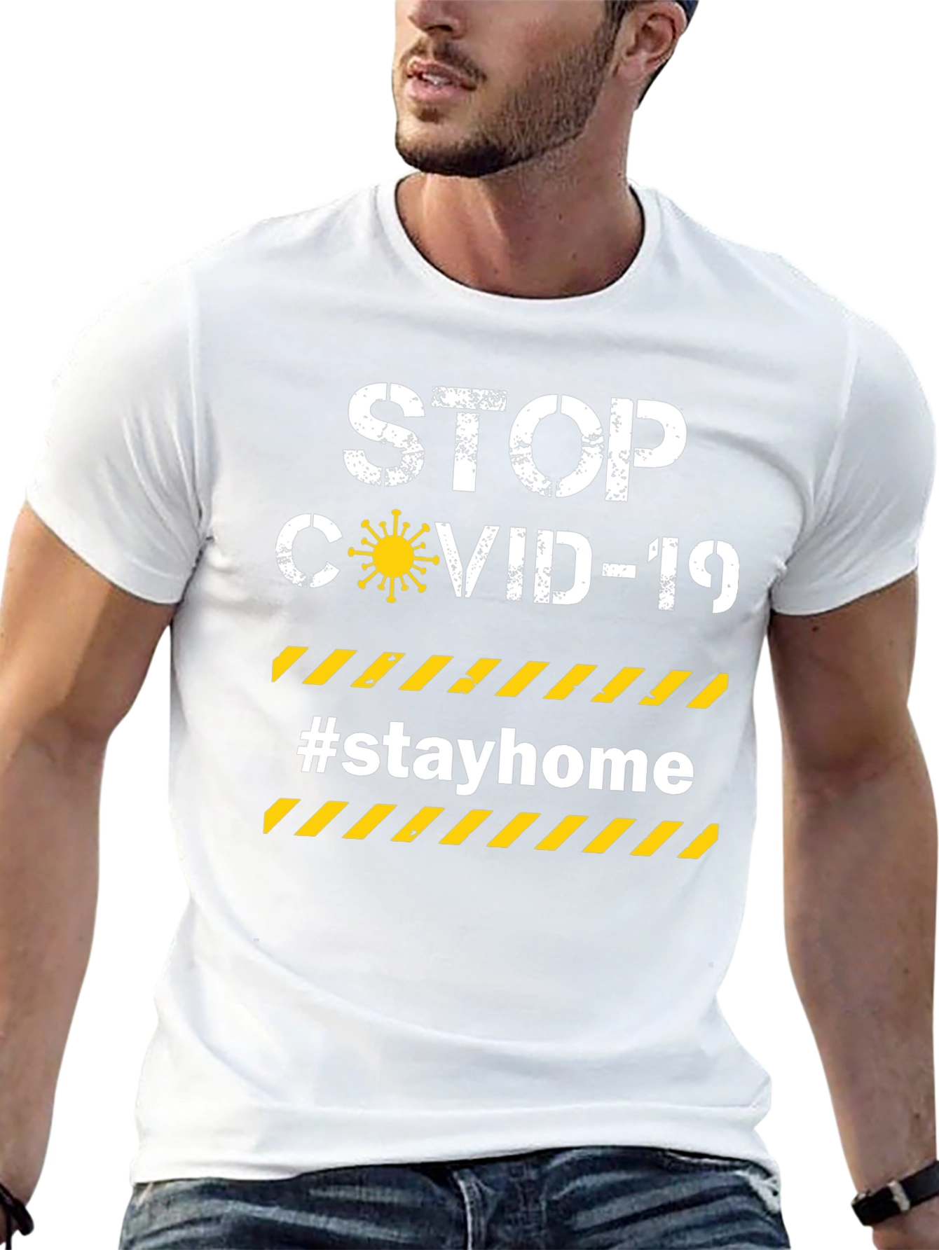 Stop Covid-19 #Stayhome Graphic T-Shirt