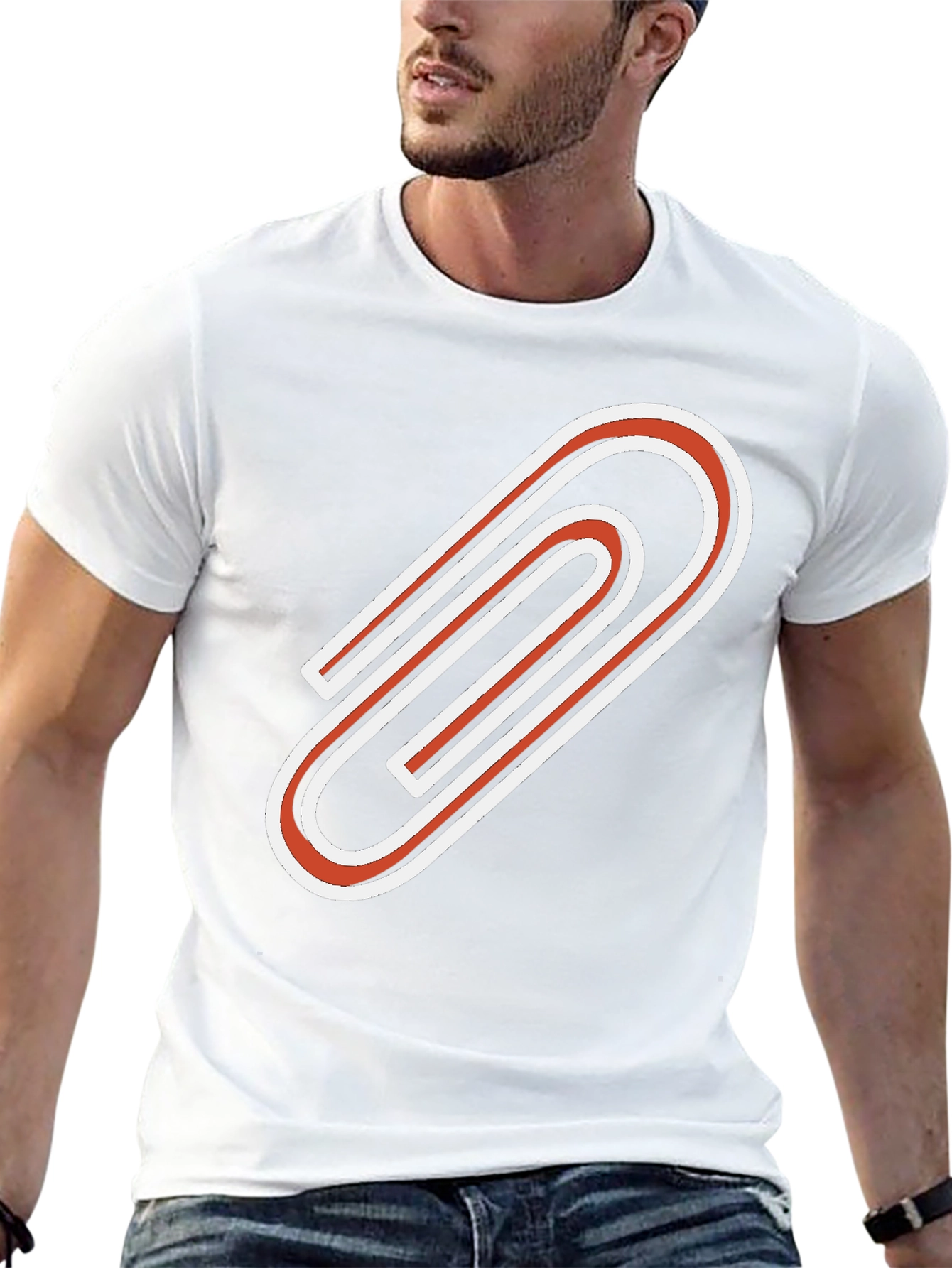 Statement Graphic Tee - Bold Paperclip Design