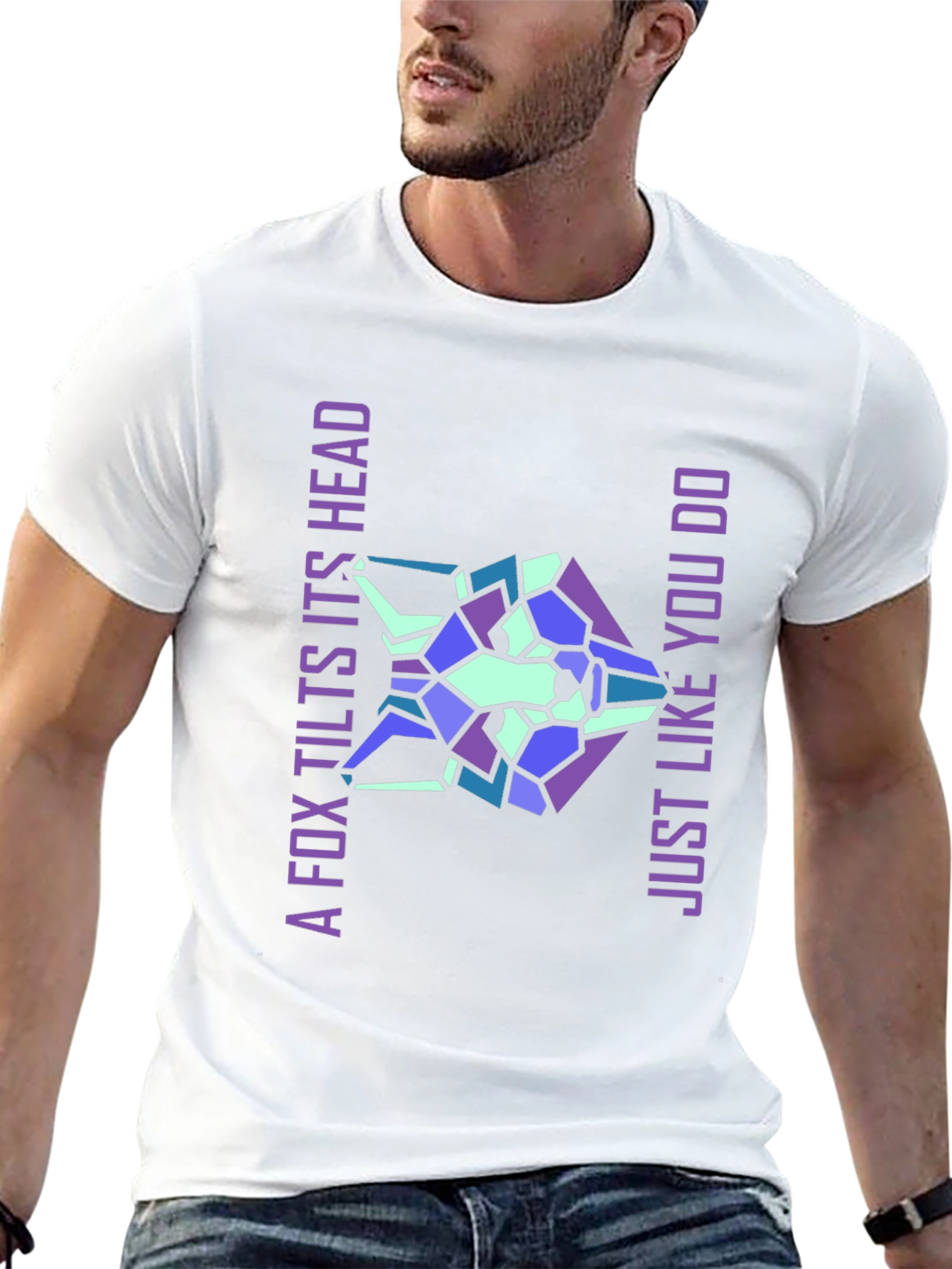 Geometric Fox Head Graphic T-Shirt