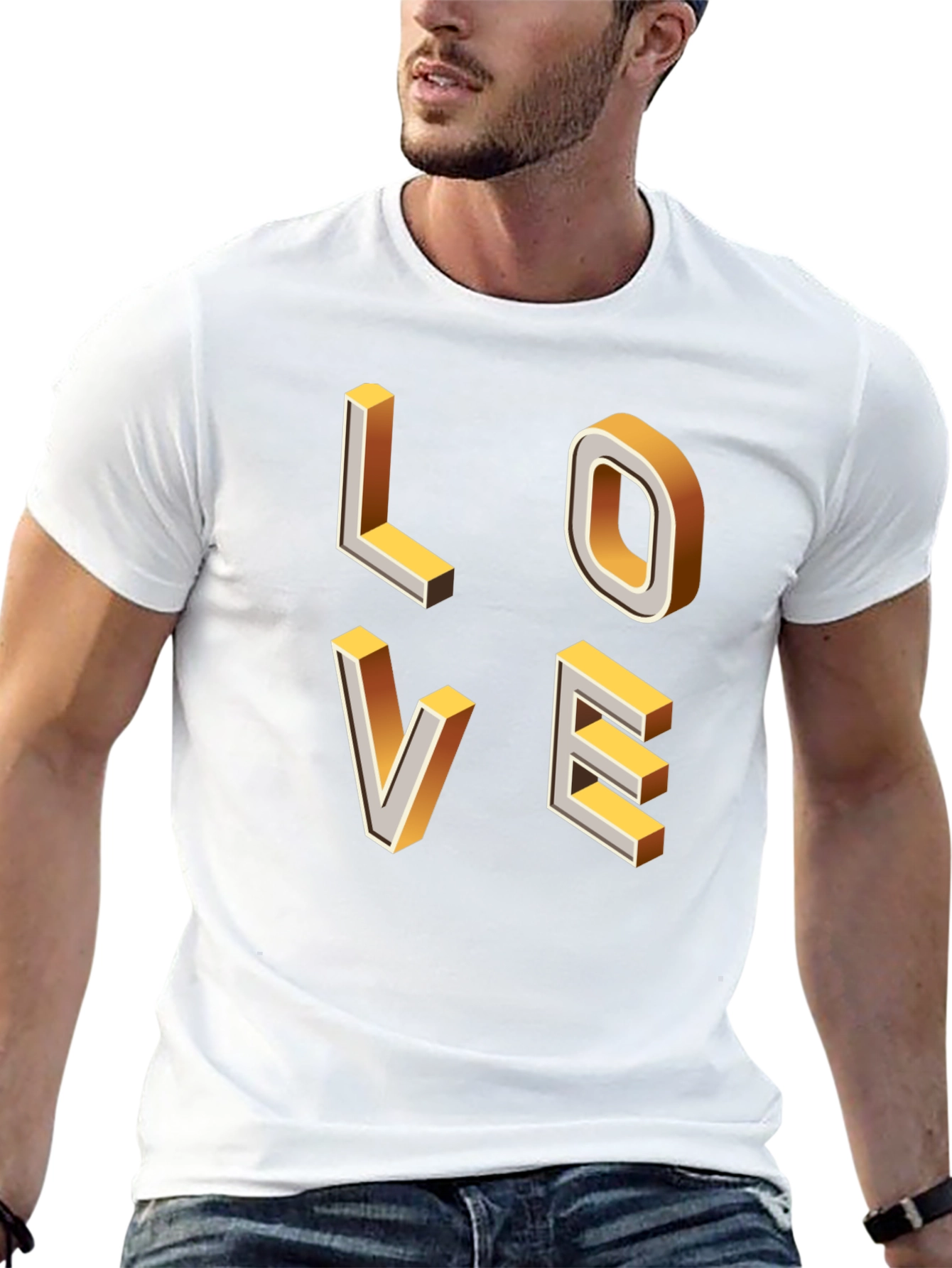 Trendy 3D Love Graphic Black T-Shirt