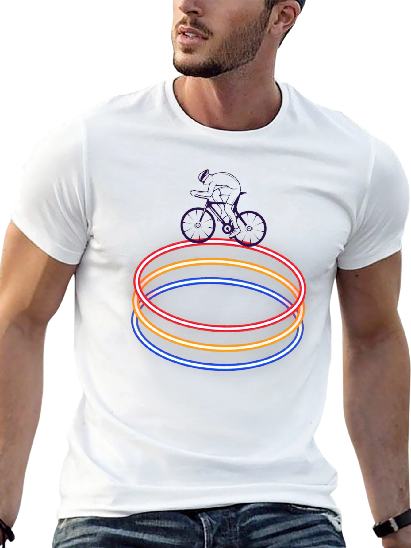 Neon Rings Cyclist Graphic T-Shirt