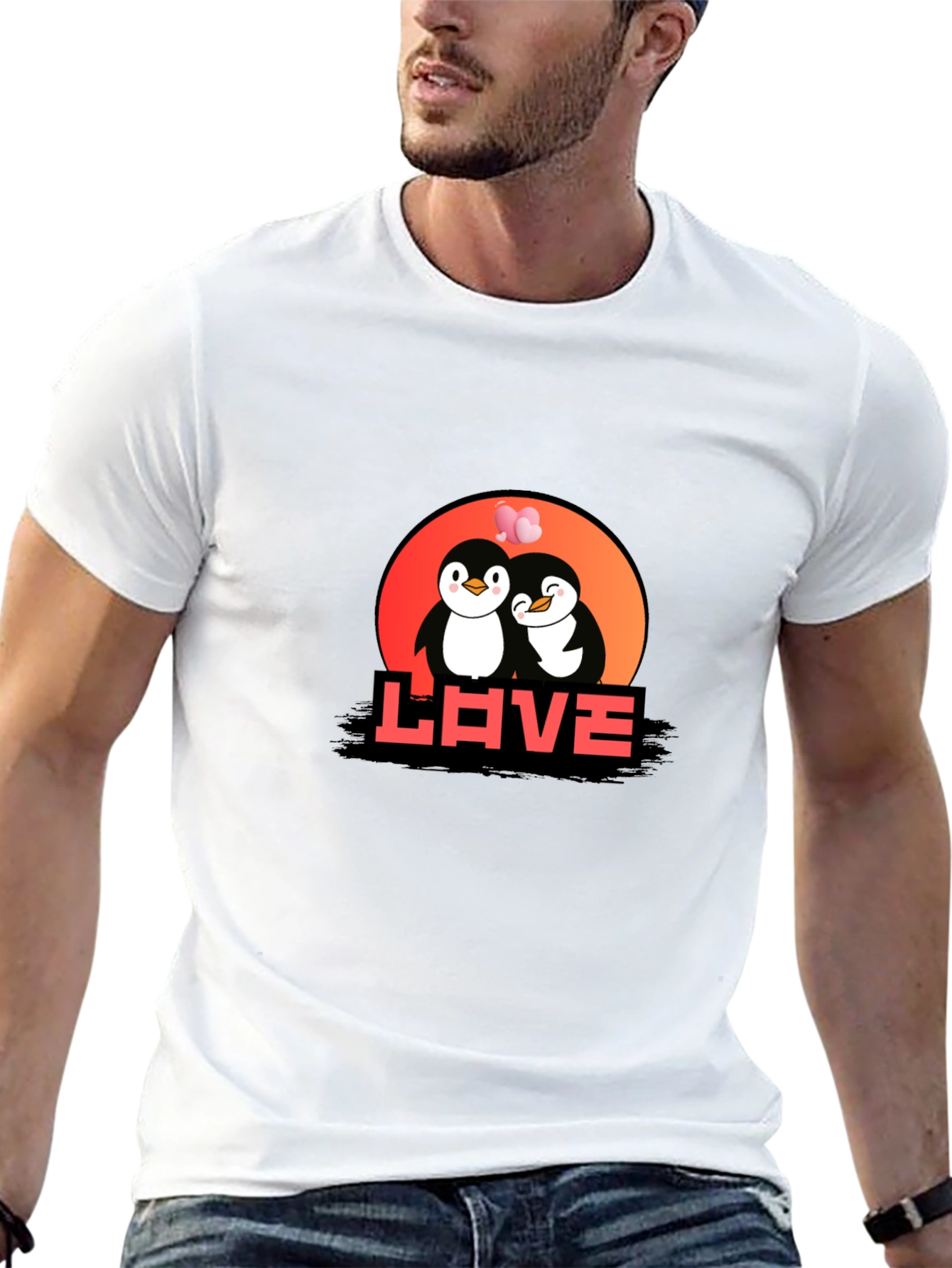 Penguin Love Graphic Tee - Black Casual Shirt