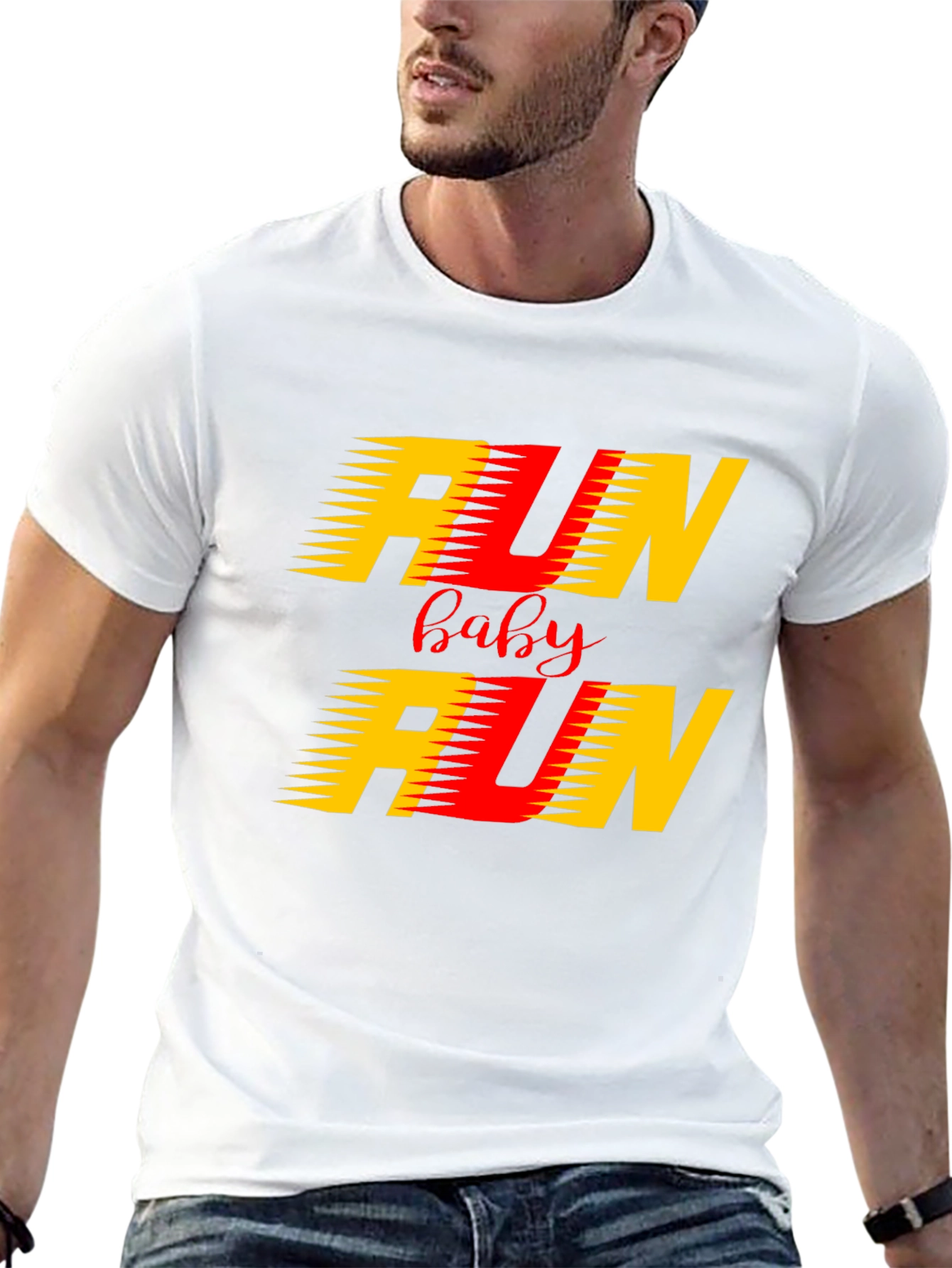 Run Baby Run Graphic Black T-Shirt
