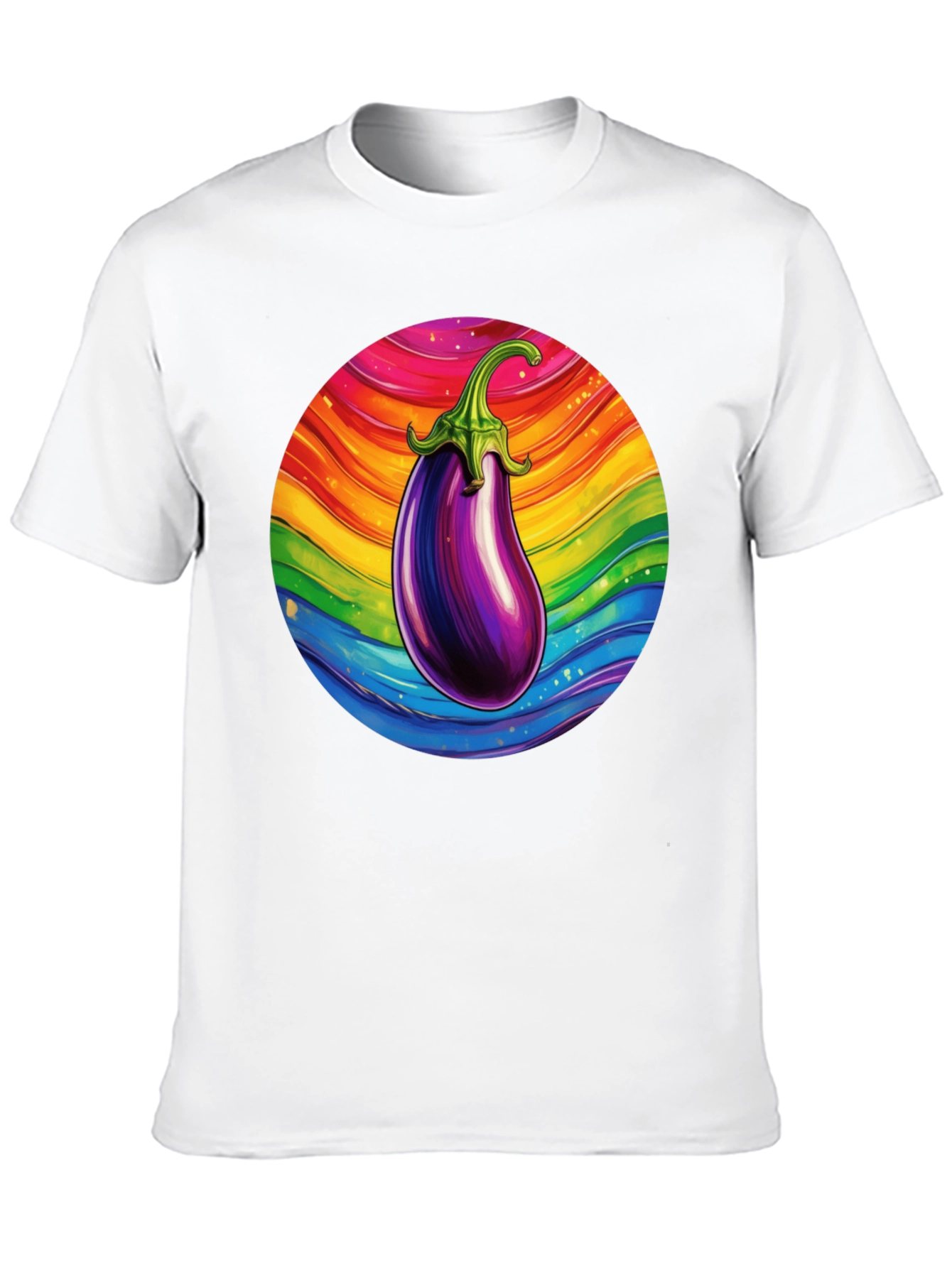 Rainbow Eggplant Graphic T-Shirt - Black