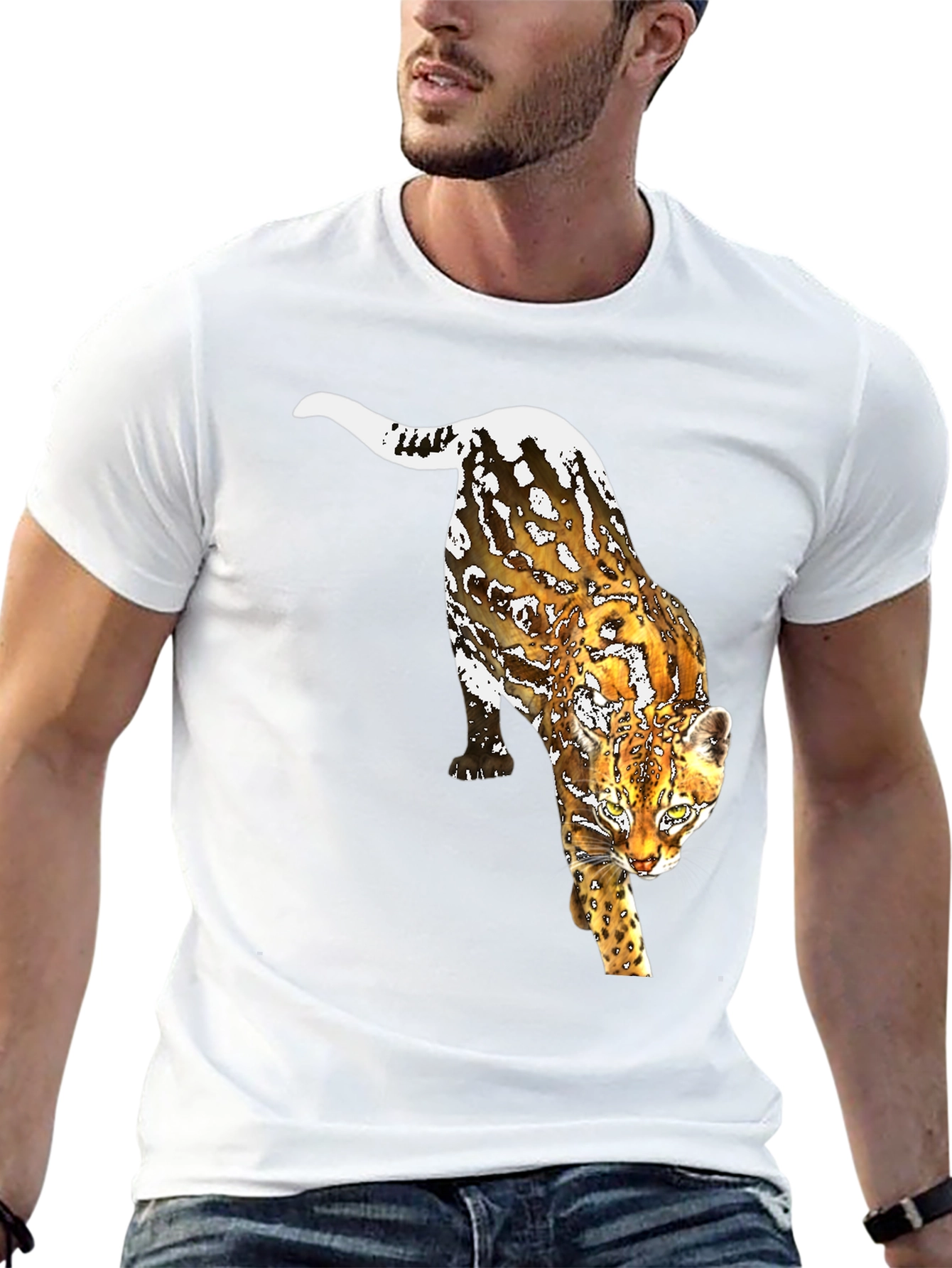 Leopard Graphic Print Black T-Shirt