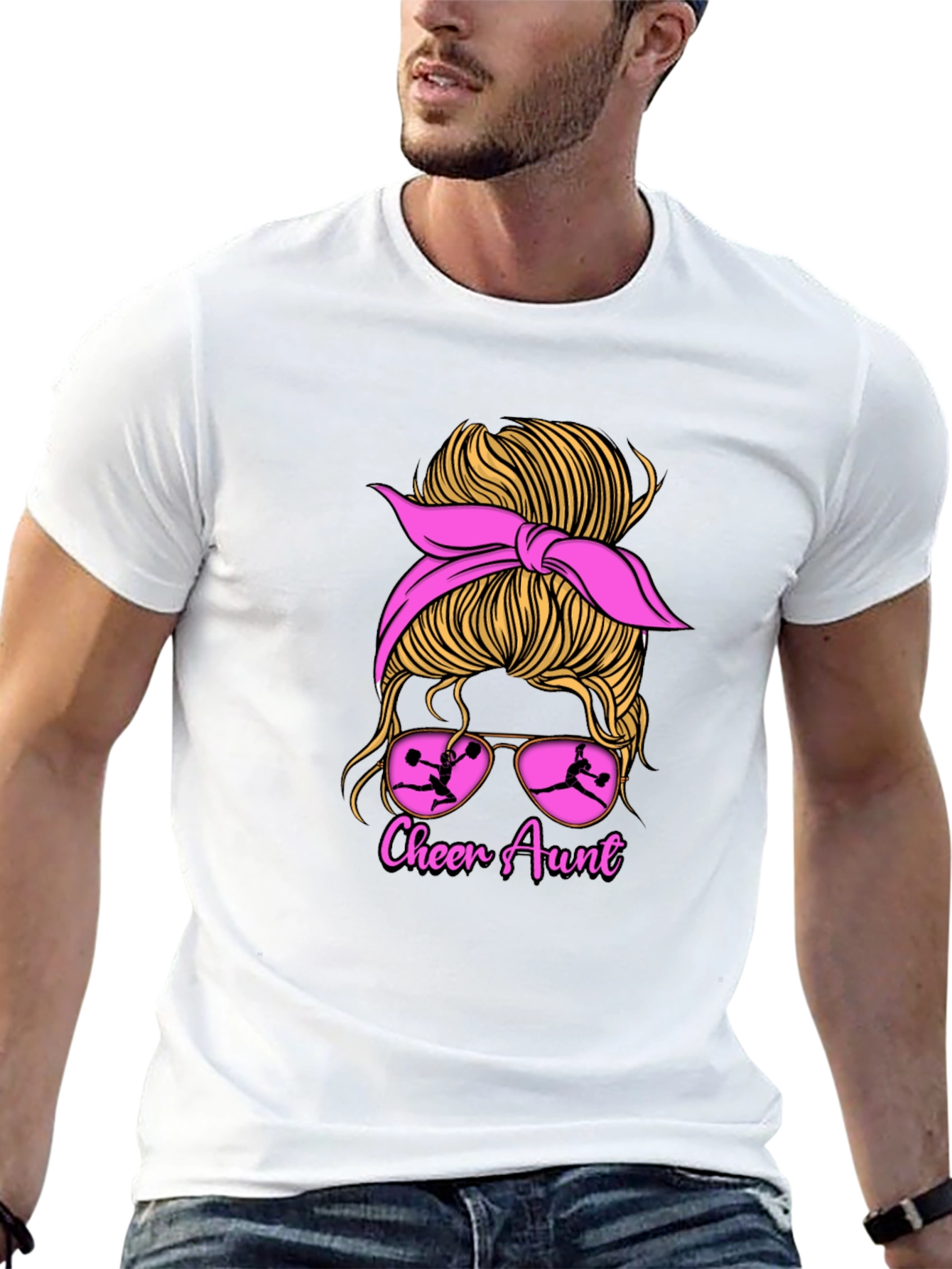 Cheer Aunt Messy Bun Graphic Tee