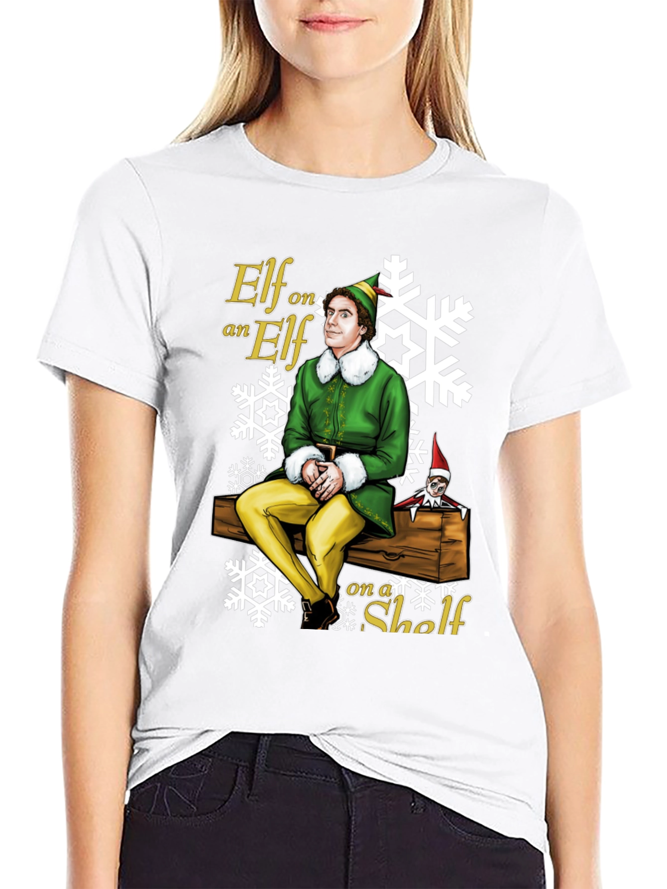 Elf on Elf on a Shelf Black T-Shirt