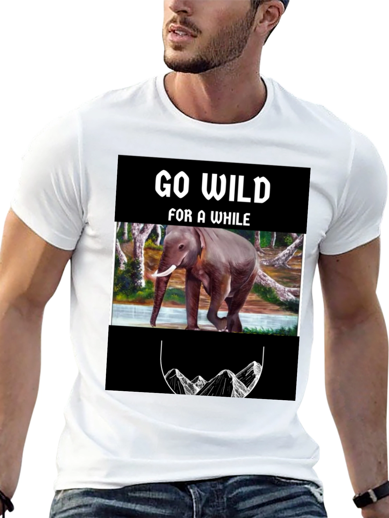 Go Wild Elephant Graphic Print T-Shirt