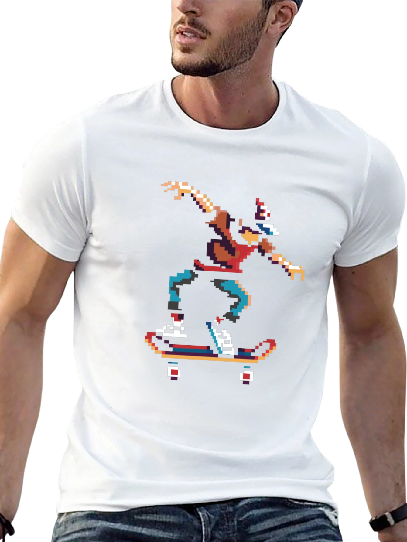 Pixel Skater Graphic Tee - Retro Style