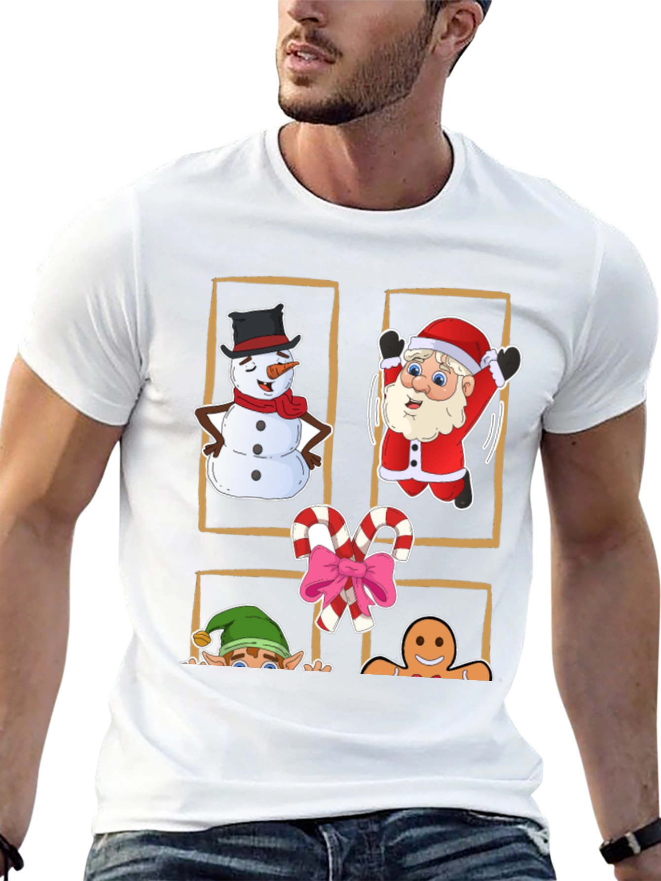 Festive Christmas Characters Black T-Shirt