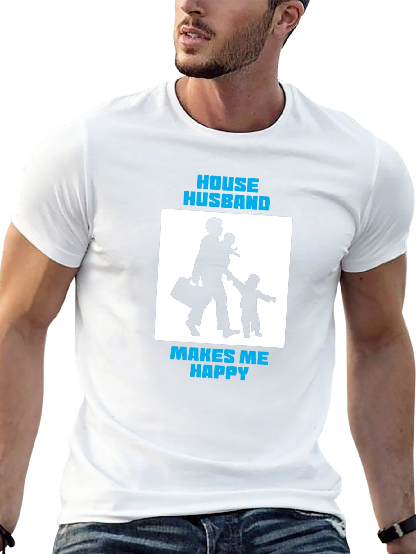 House Husband Makes Me Happy Black T-Shirt