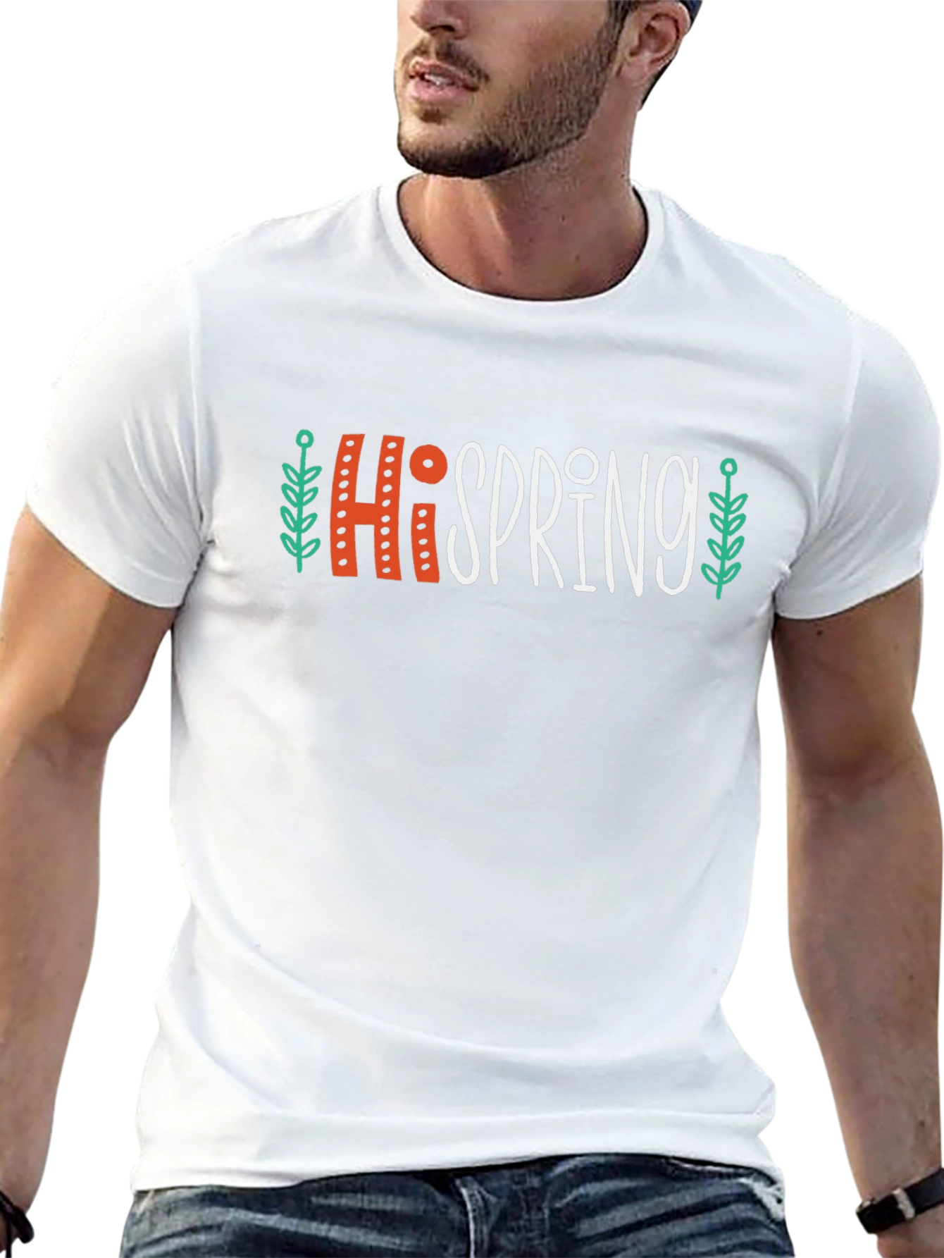 Hi Spring Graphic T-Shirt Casual Crew Neck Tee