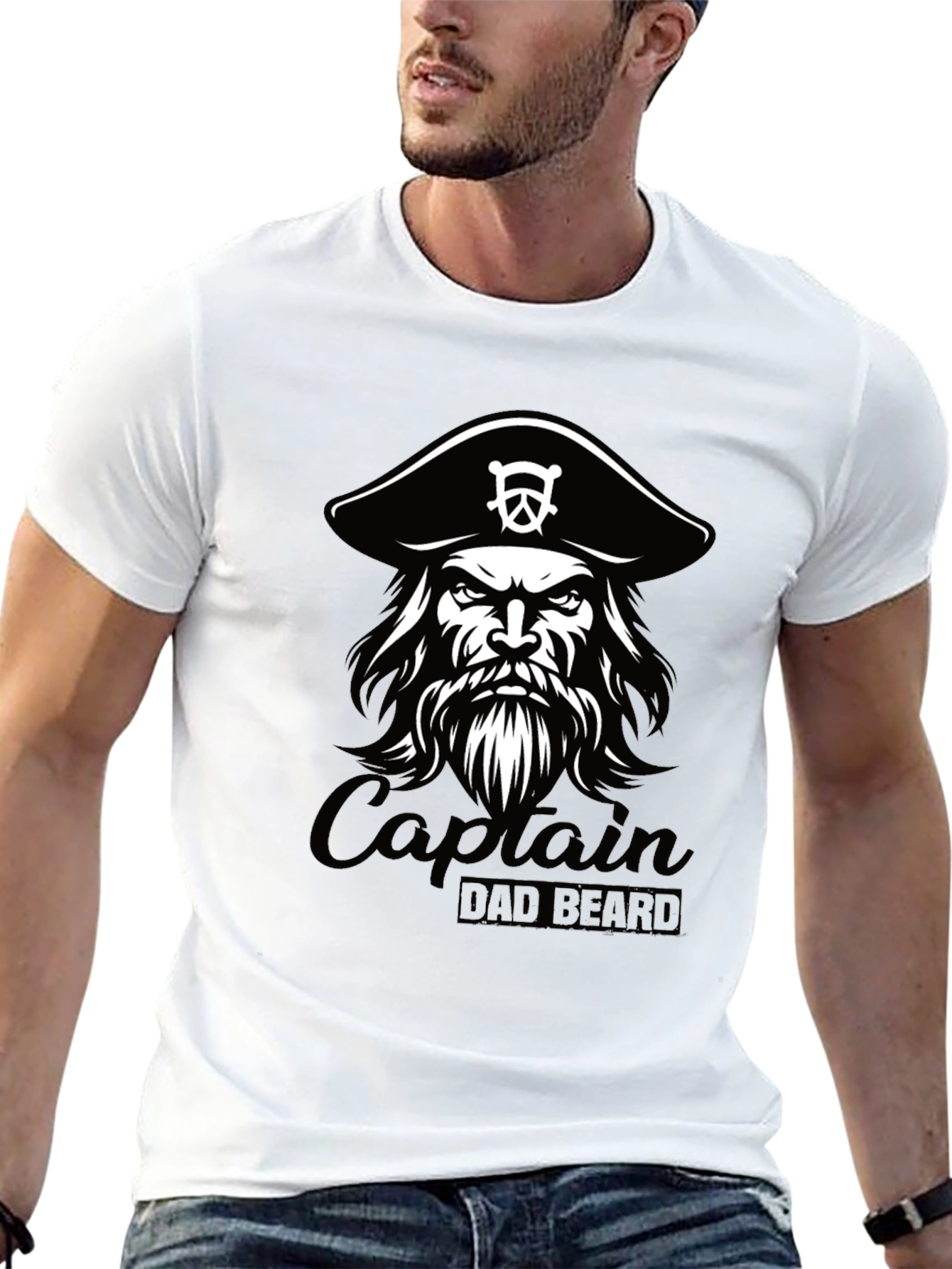 Captain Dad Beard Black T-Shirt