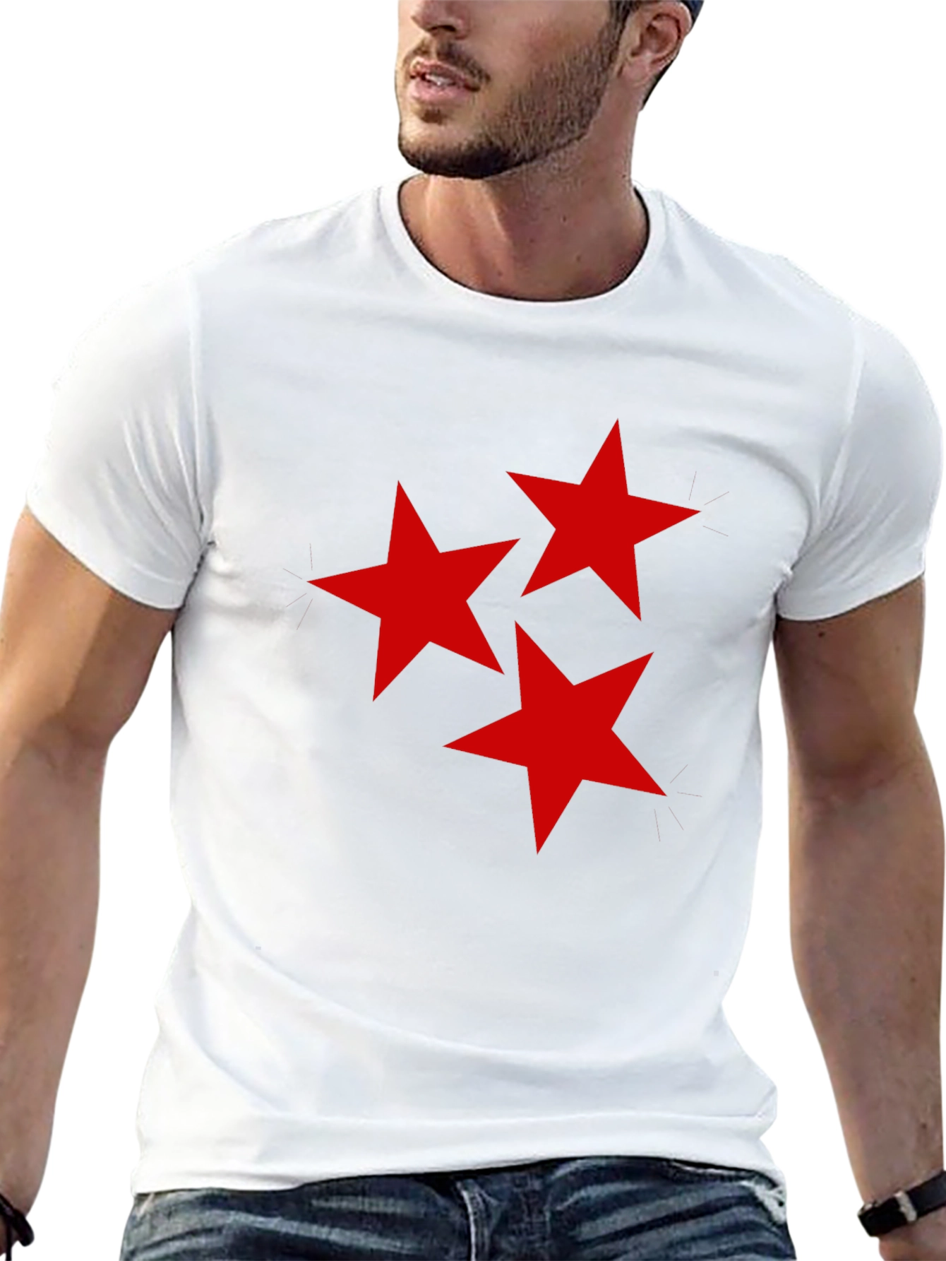 Red Star Design Black T-Shirt